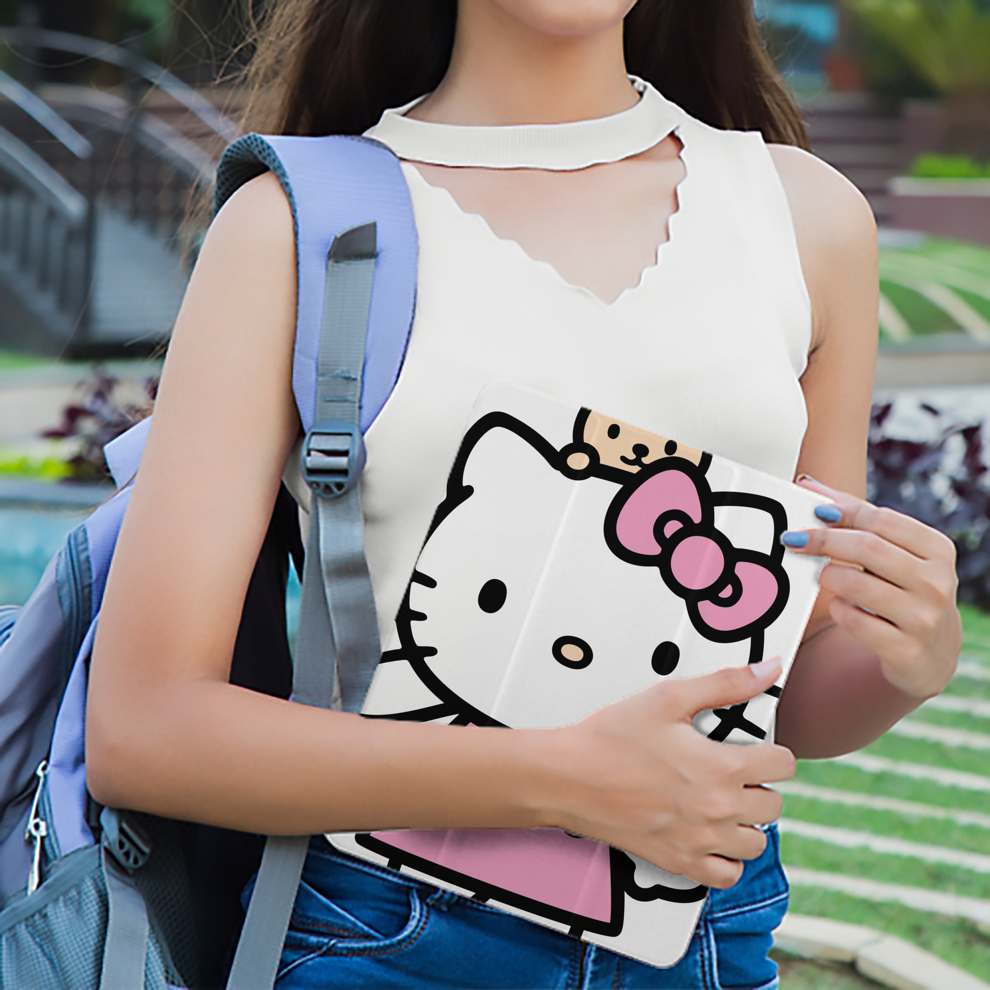 Hello Kitty ハローキティ IPad ケース ペン収納付き 三つ折りスタンド PUレザー×シリコン 対応機種9.5/10.5/10.9インチ
