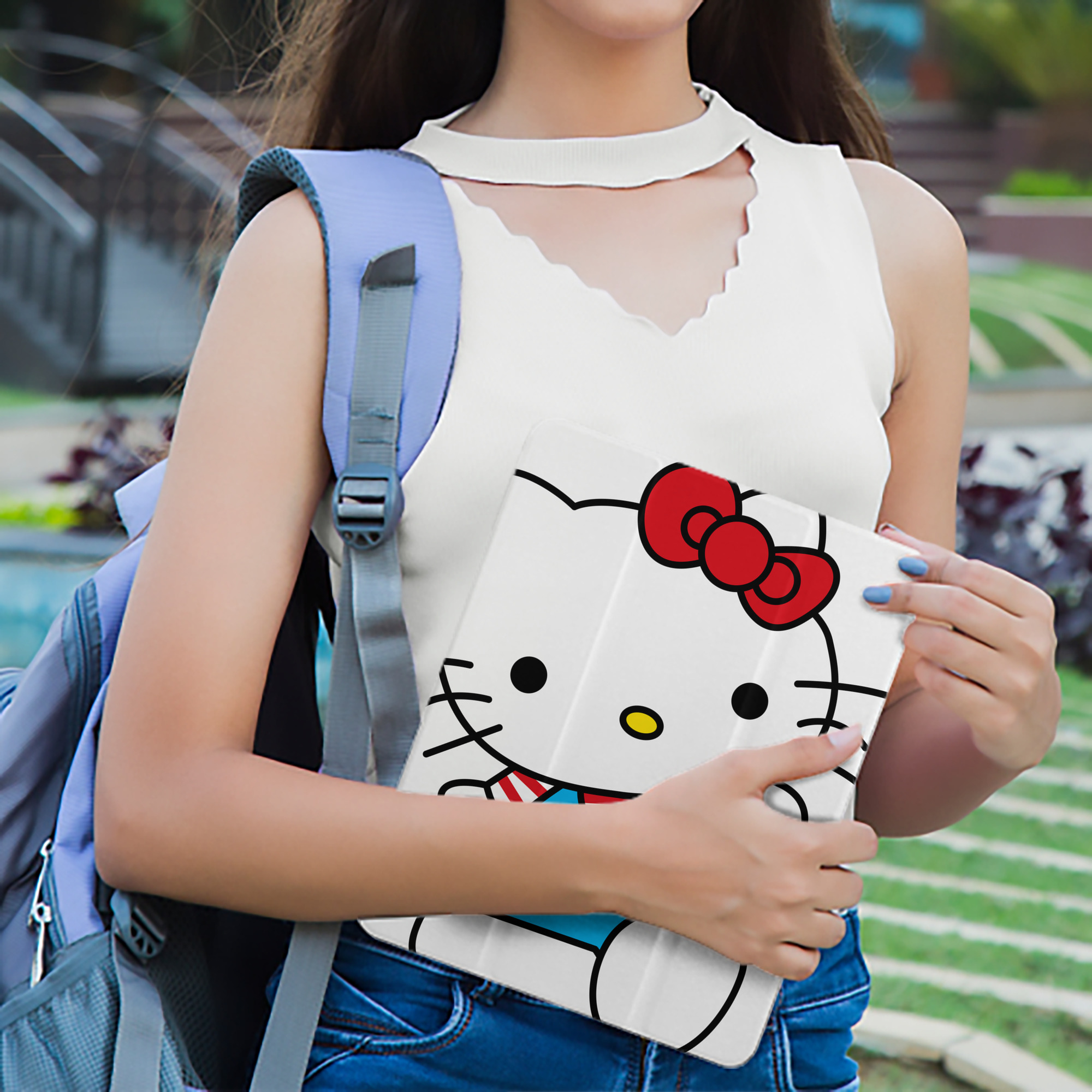 Hello Kitty ハローキティ IPad ケース ペン収納付き 三つ折りスタンド PUレザー×シリコン 対応機種9.5/10.5/10.9インチ