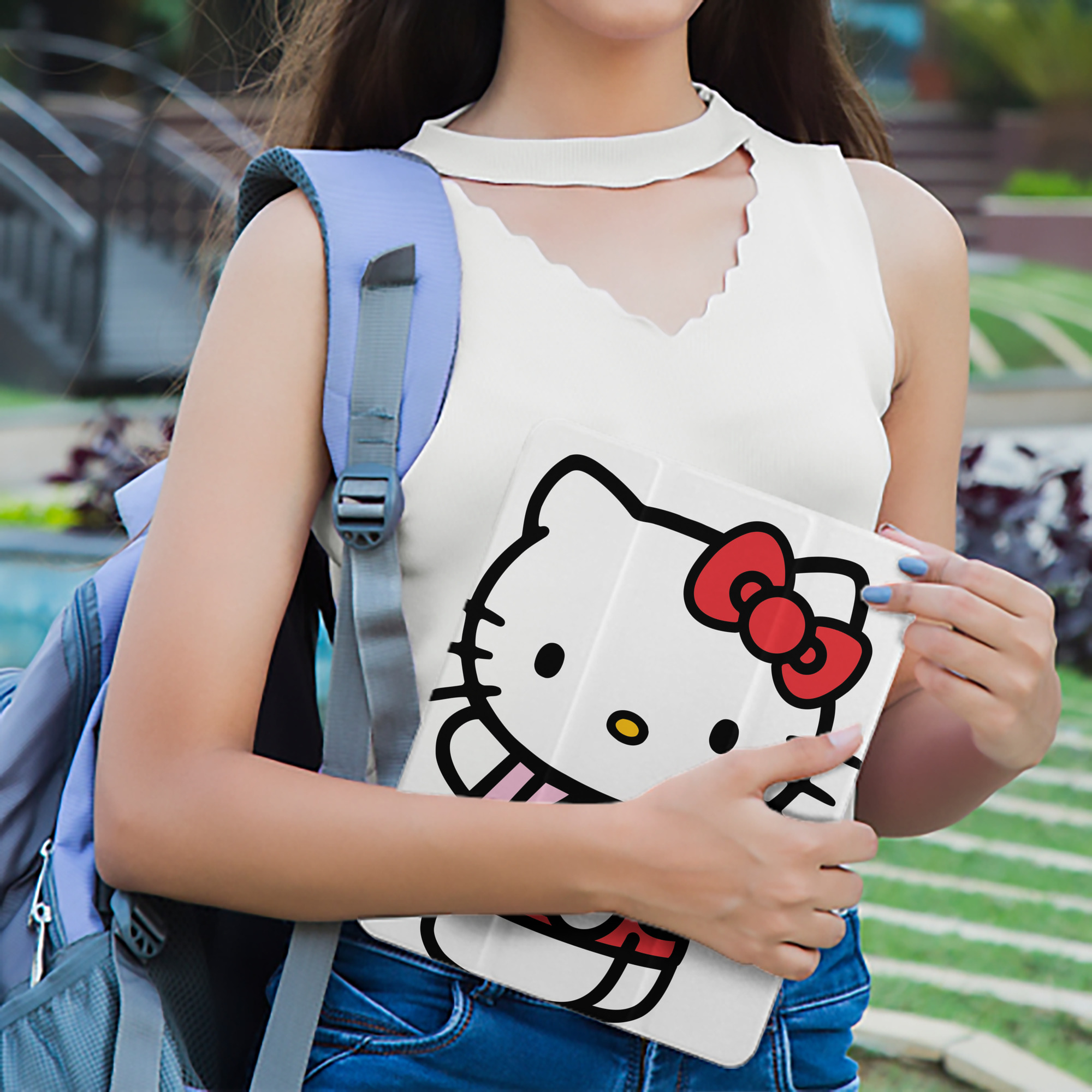 Hello Kitty ハローキティ IPad ケース ペン収納付き 三つ折りスタンド PUレザー×シリコン 対応機種9.5/10.5/10.9インチ