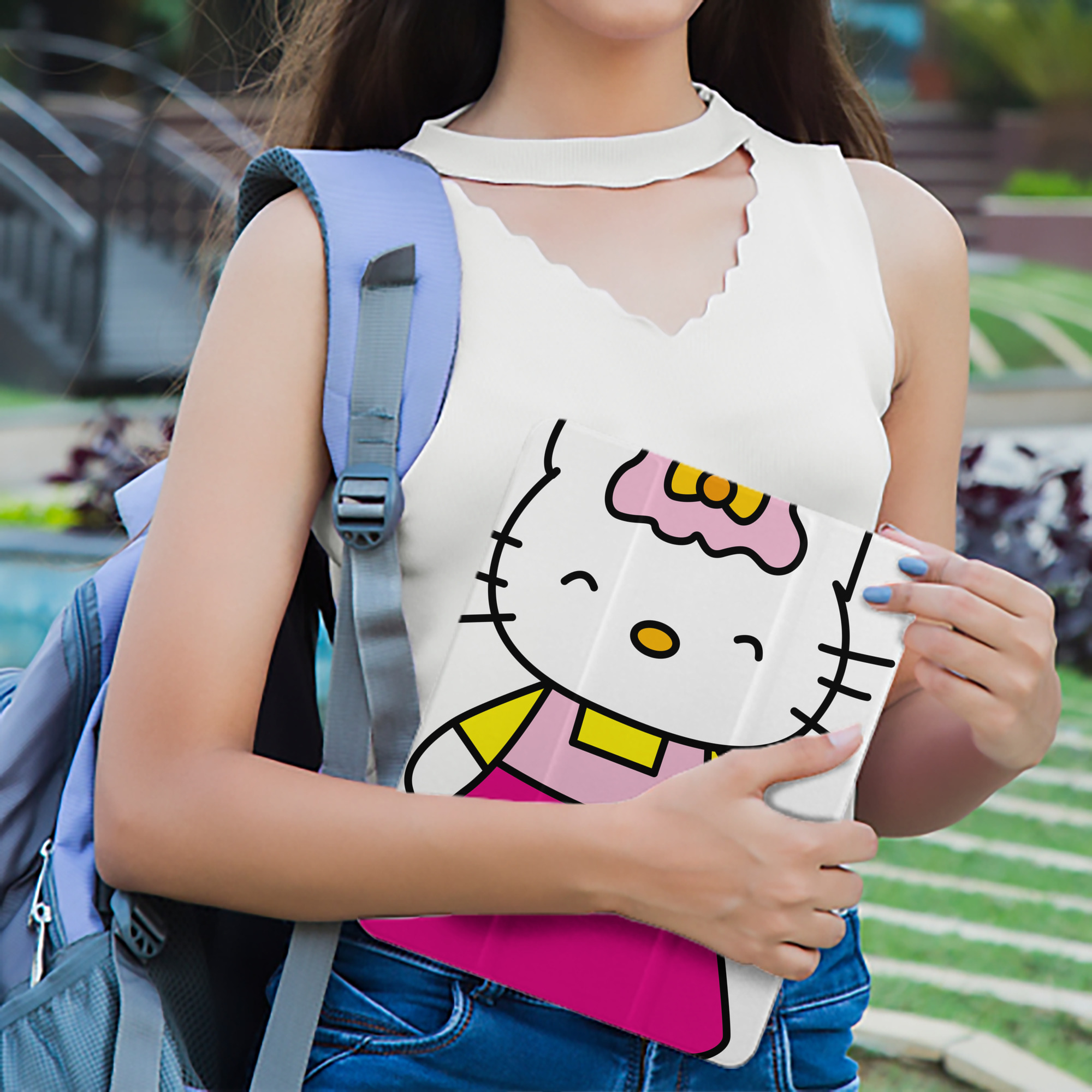 Hello Kitty ハローキティ IPad ケース ペン収納付き 三つ折りスタンド PUレザー×シリコン 対応機種9.5/10.5/10.9インチ