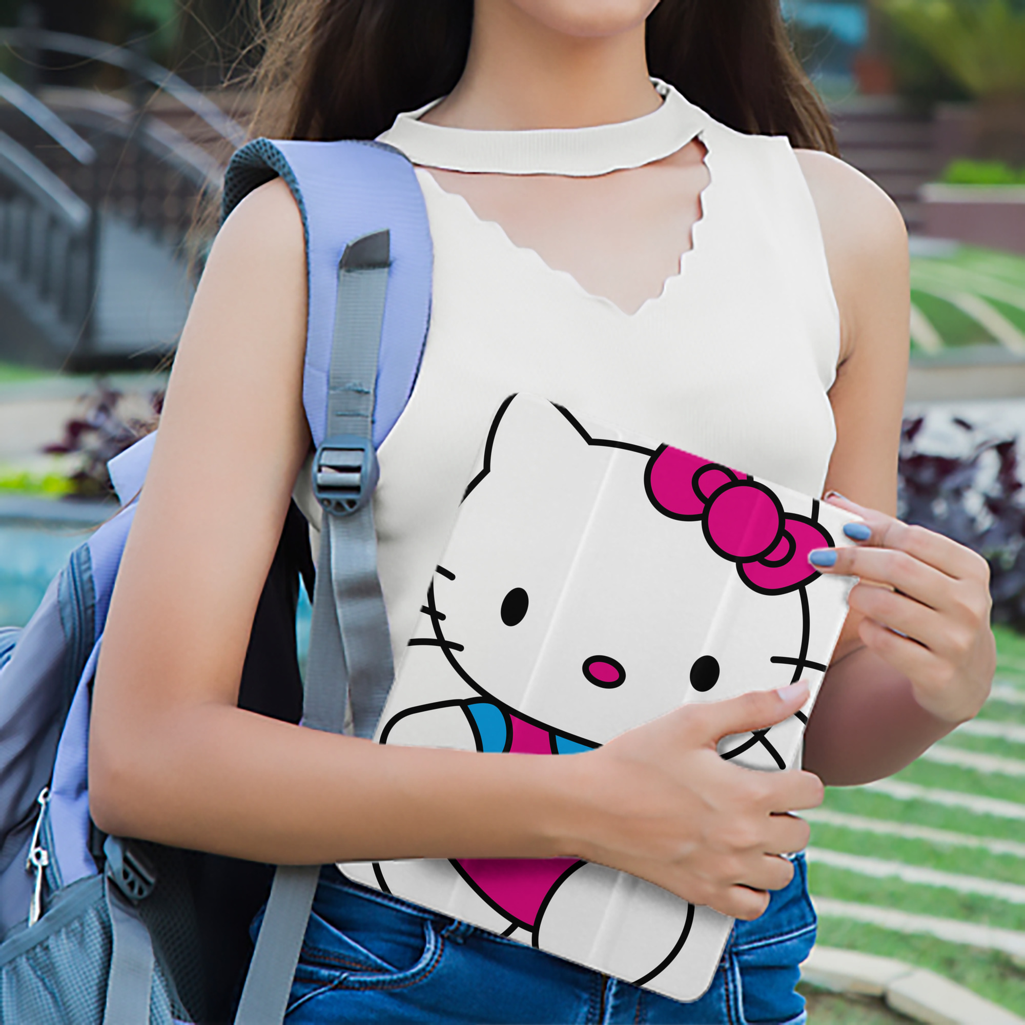 Hello Kitty ハローキティ IPad ケース ペン収納付き 三つ折りスタンド PUレザー×シリコン 対応機種9.5/10.5/10.9インチ