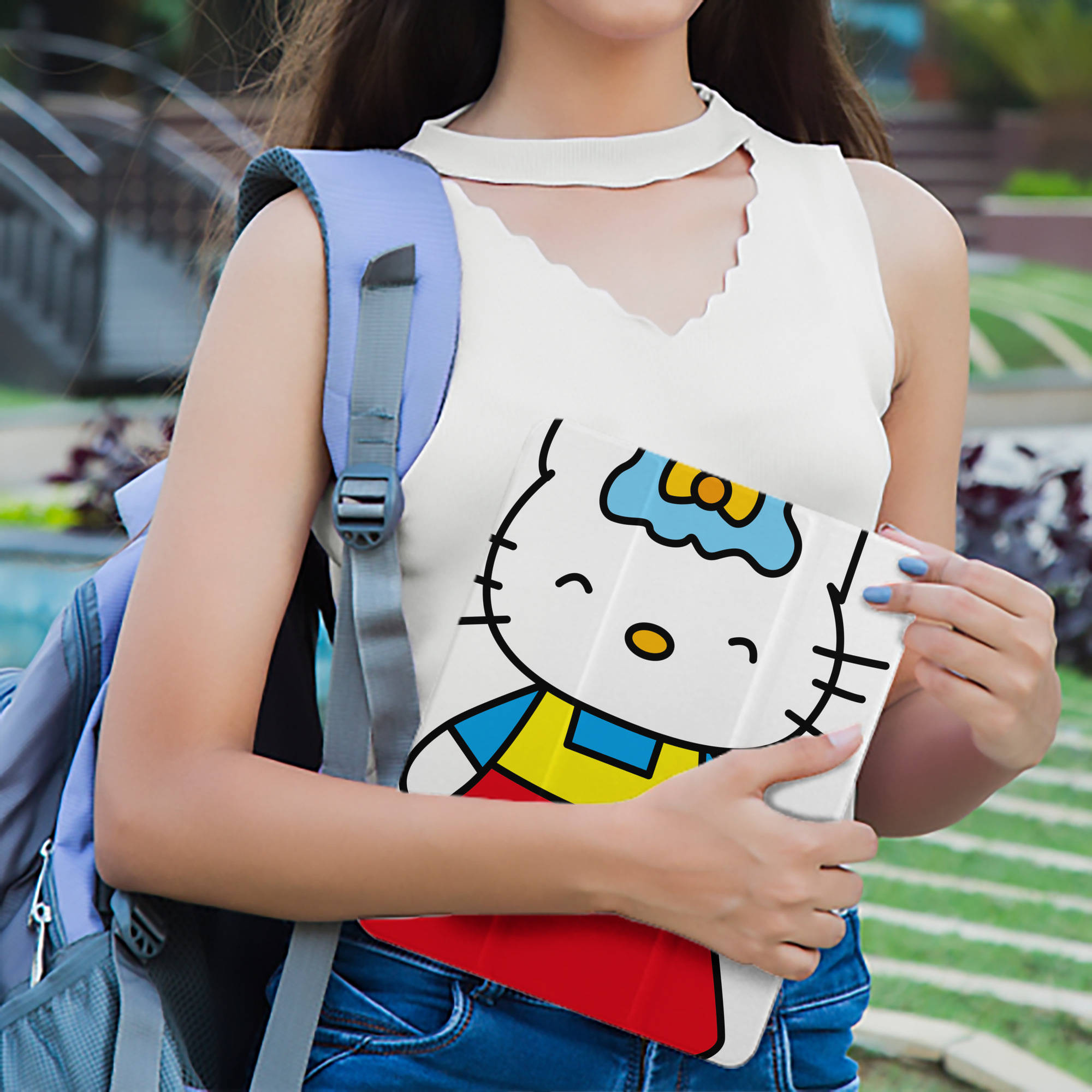 Hello Kitty ハローキティ IPad ケース ペン収納付き 三つ折りスタンド PUレザー×シリコン 対応機種9.5/10.5/10.9インチ