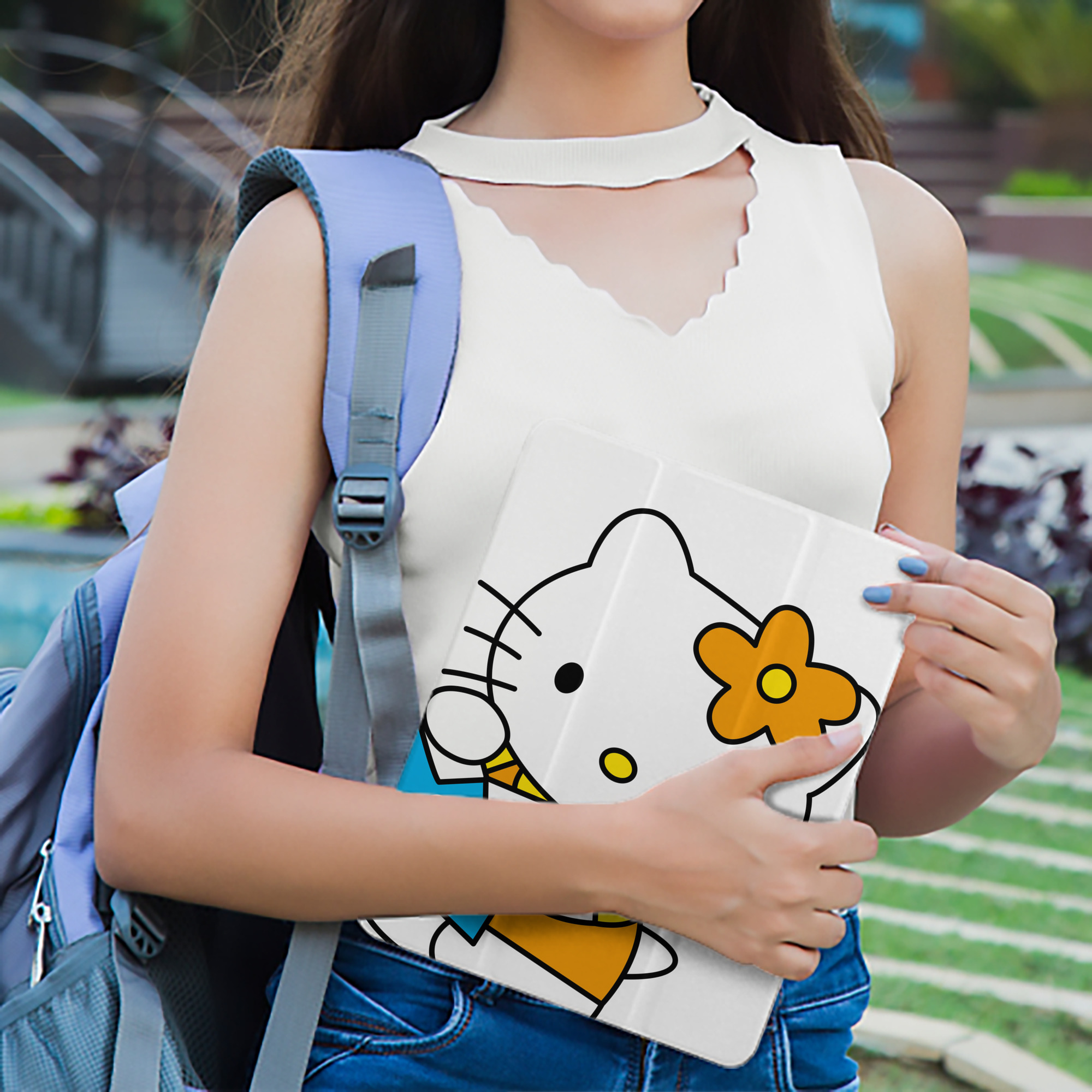 Hello Kitty ハローキティ IPad ケース ペン収納付き 三つ折りスタンド PUレザー×シリコン 対応機種9.5/10.5/10.9インチ