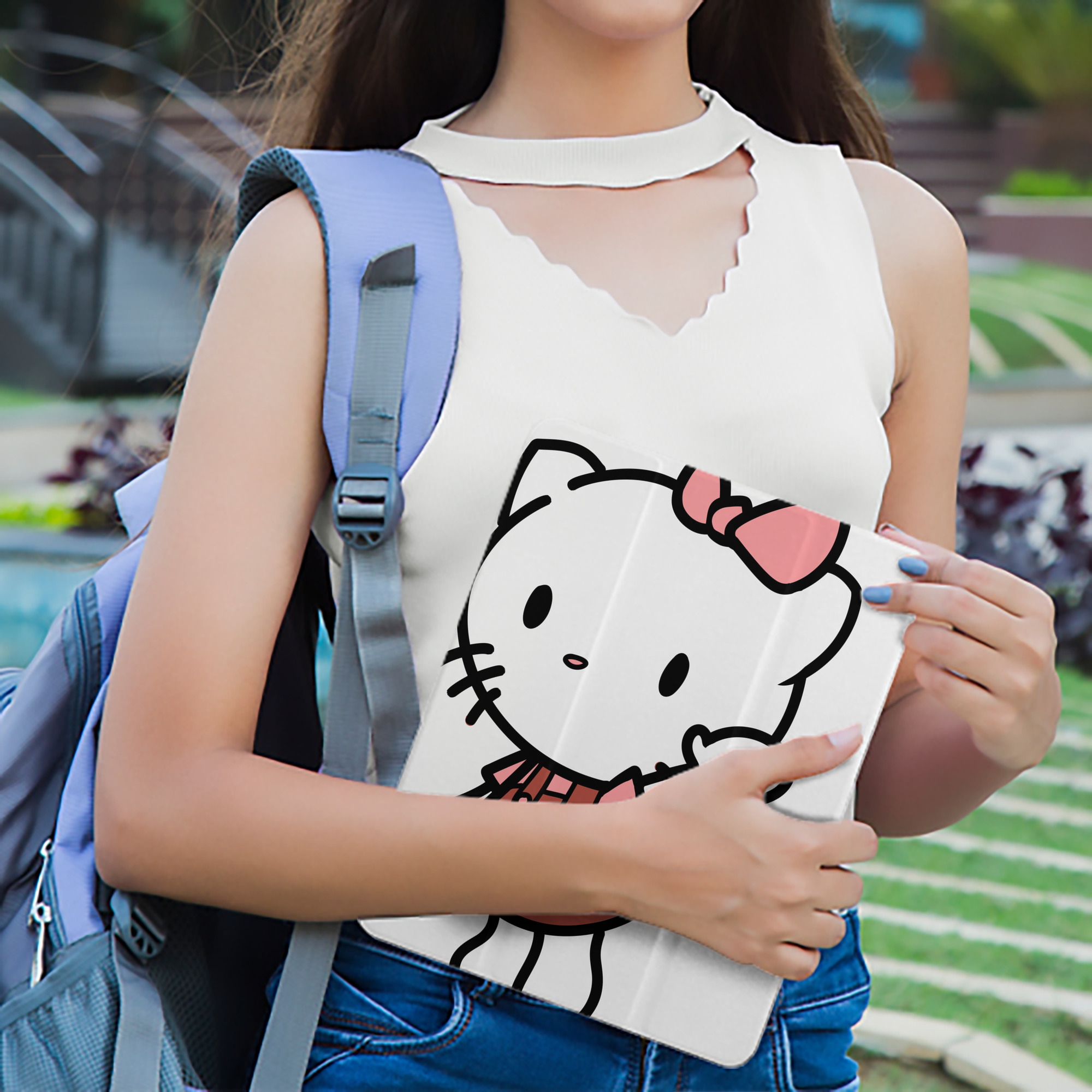 Hello Kitty ハローキティ IPad ケース ペン収納付き 三つ折りスタンド PUレザー×シリコン 対応機種9.5/10.5/10.9インチ