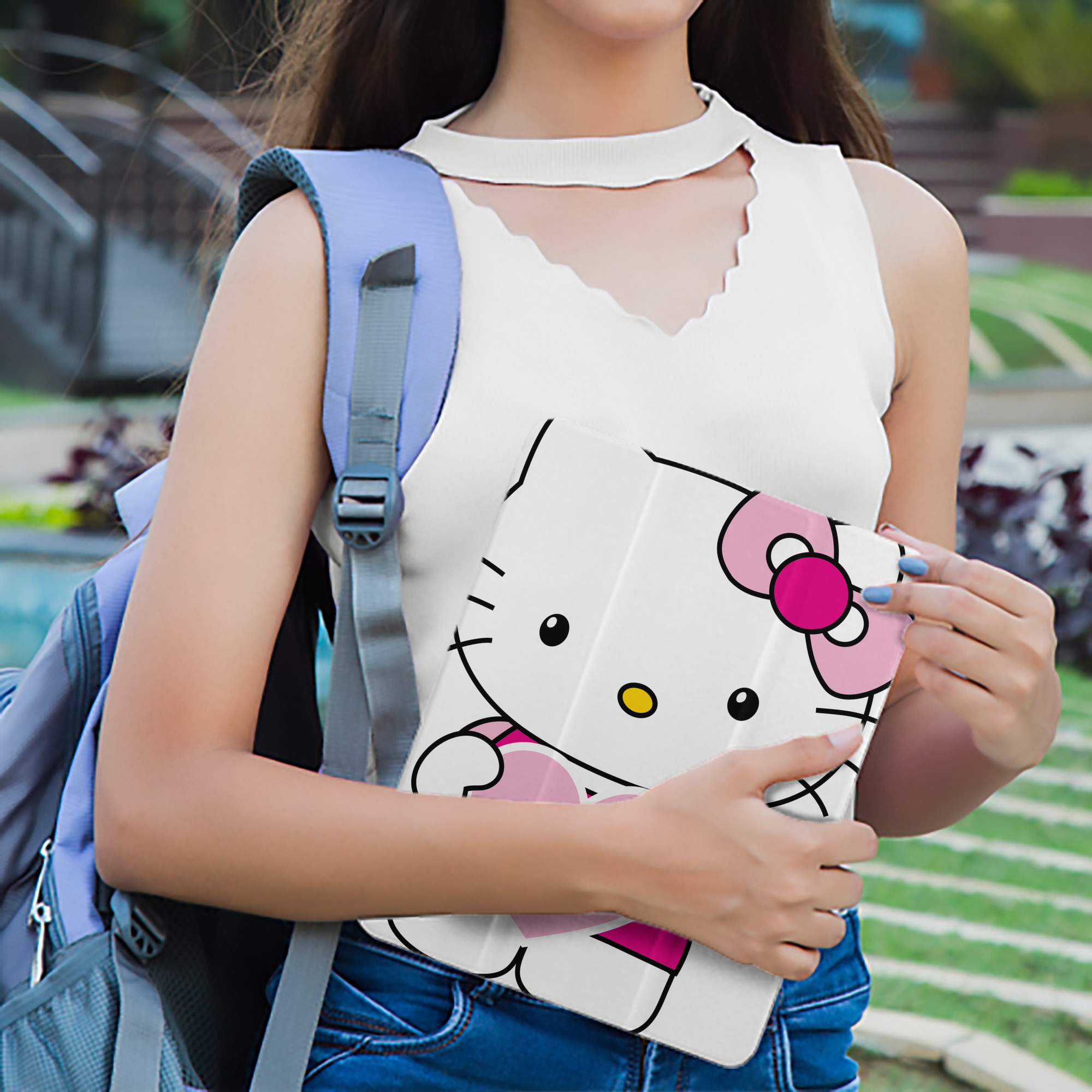 Hello Kitty ハローキティ IPad ケース ペン収納付き 三つ折りスタンド PUレザー×シリコン 対応機種9.5/10.5/10.9インチ