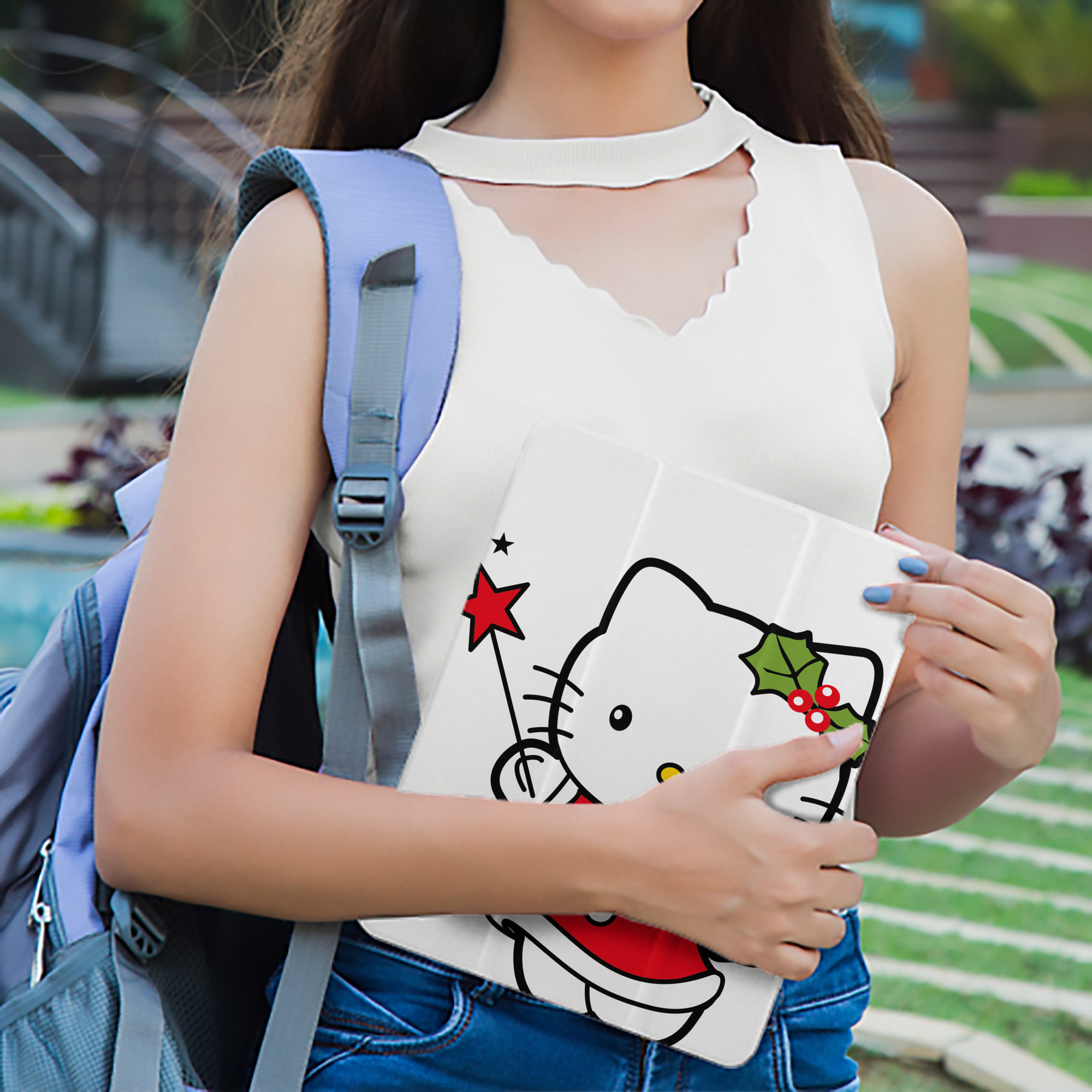 Hello Kitty ハローキティ IPad ケース ペン収納付き 三つ折りスタンド PUレザー×シリコン 対応機種9.5/10.5/10.9インチ