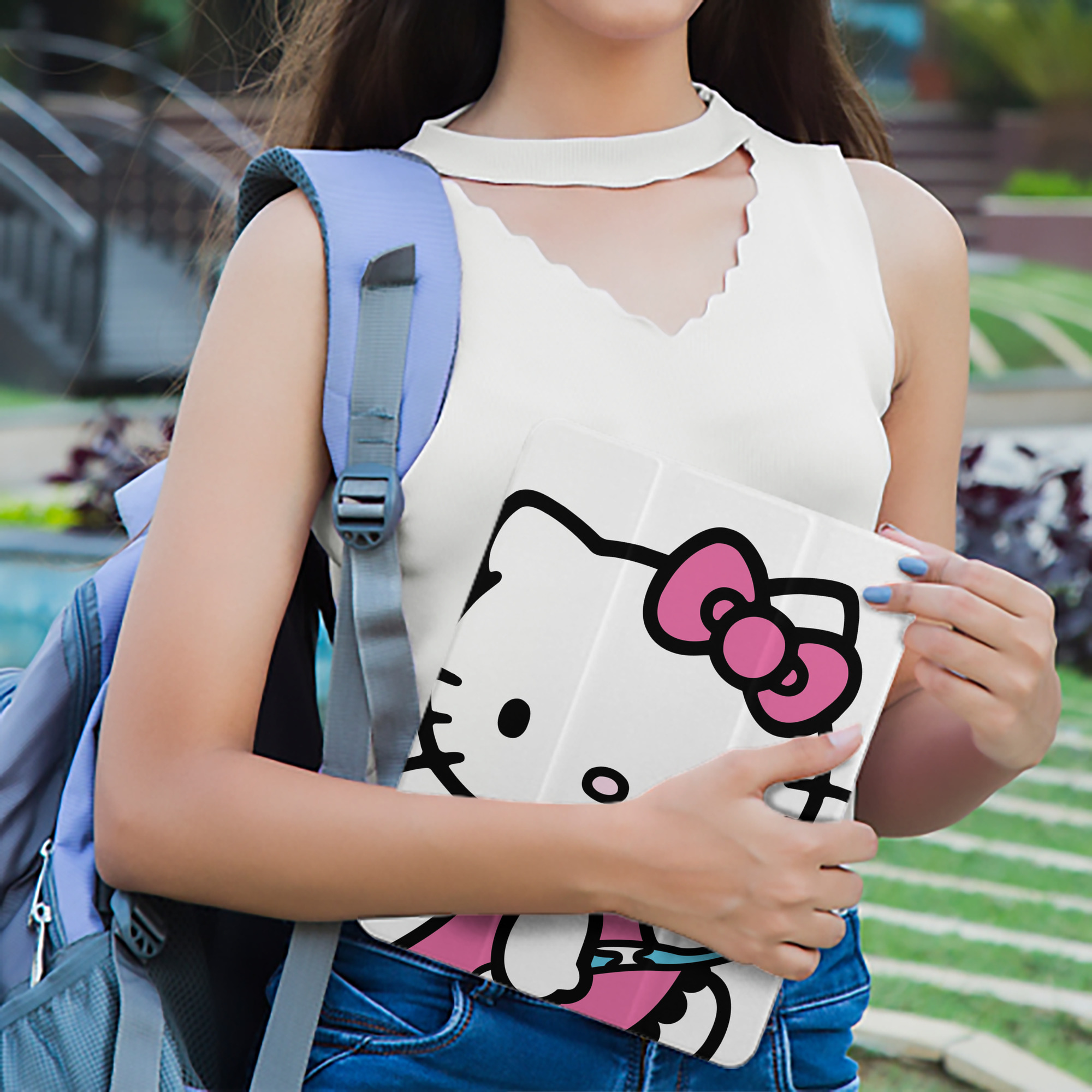 Hello Kitty ハローキティ IPad ケース ペン収納付き 三つ折りスタンド PUレザー×シリコン 対応機種9.5/10.5/10.9インチ