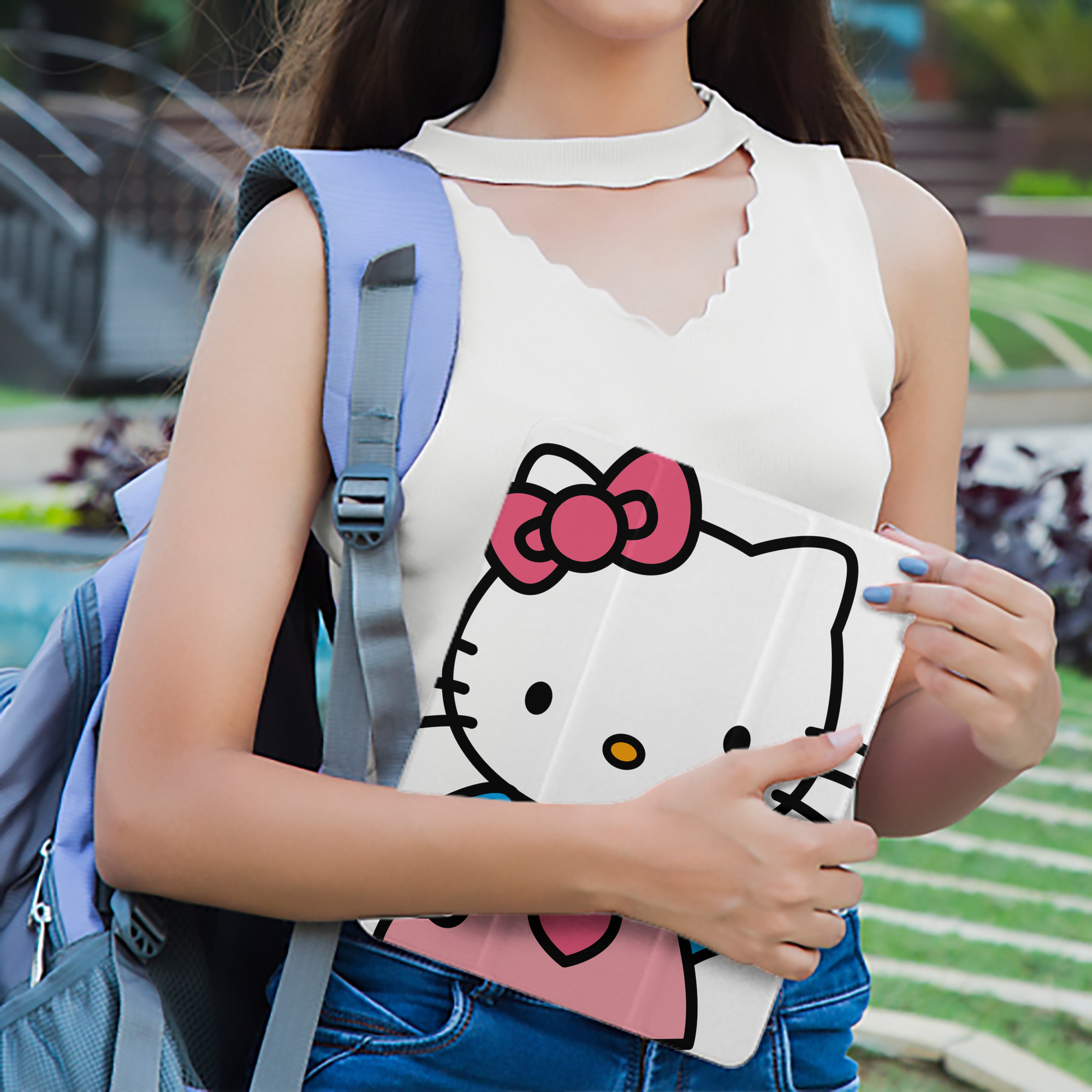 Hello Kitty ハローキティ IPad ケース ペン収納付き 三つ折りスタンド PUレザー×シリコン 対応機種9.5/10.5/10.9インチ