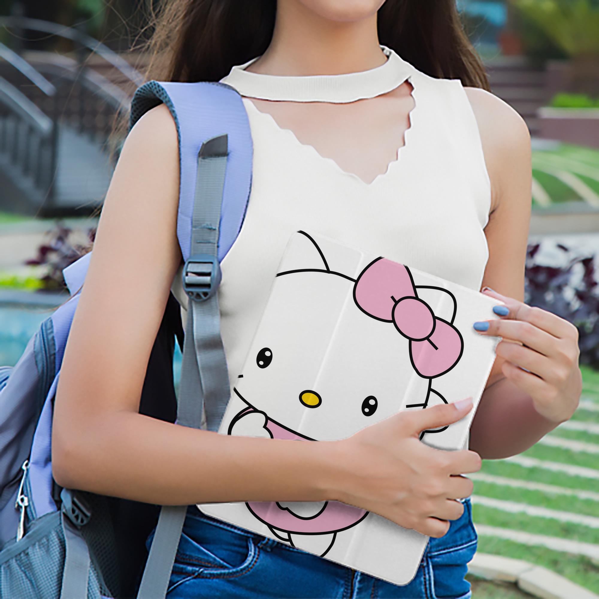 Hello Kitty ハローキティ IPad ケース ペン収納付き 三つ折りスタンド PUレザー×シリコン 対応機種9.5/10.5/10.9インチ