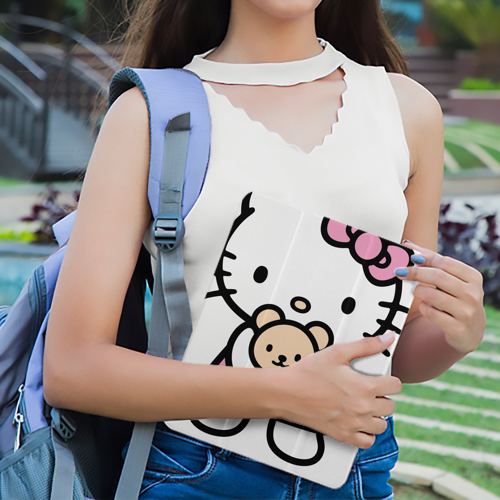 Hello Kitty ハローキティ IPad ケース ペン収納付き 三つ折りスタンド PUレザー×シリコン 対応機種9.5/10.5/10.9インチ