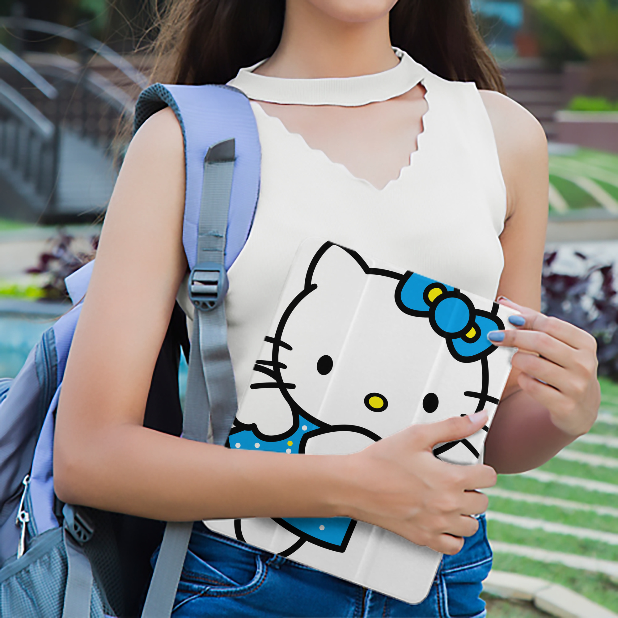Hello Kitty ハローキティ IPad ケース ペン収納付き 三つ折りスタンド PUレザー×シリコン 対応機種9.5/10.5/10.9インチ