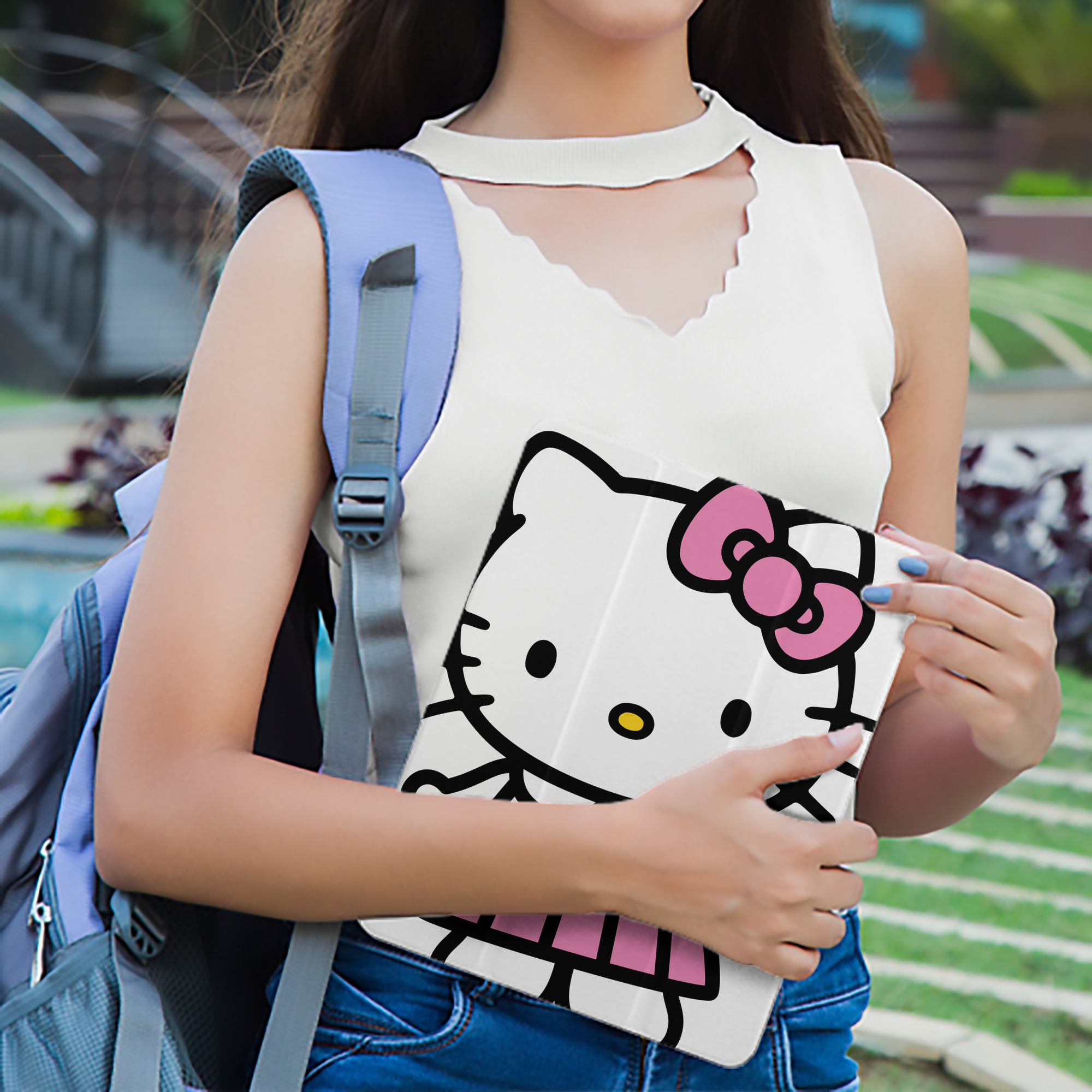 Hello Kitty ハローキティ IPad ケース ペン収納付き 三つ折りスタンド PUレザー×シリコン 対応機種9.5/10.5/10.9インチ