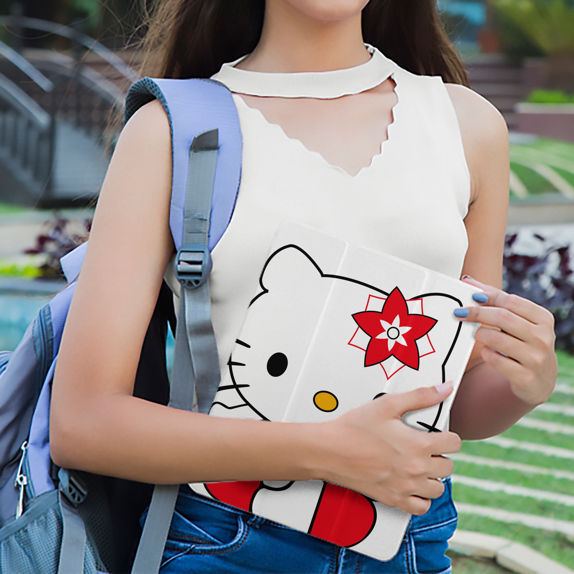 Hello Kitty ハローキティ IPad ケース ペン収納付き 三つ折りスタンド PUレザー×シリコン 対応機種9.5/10.5/10.9インチ