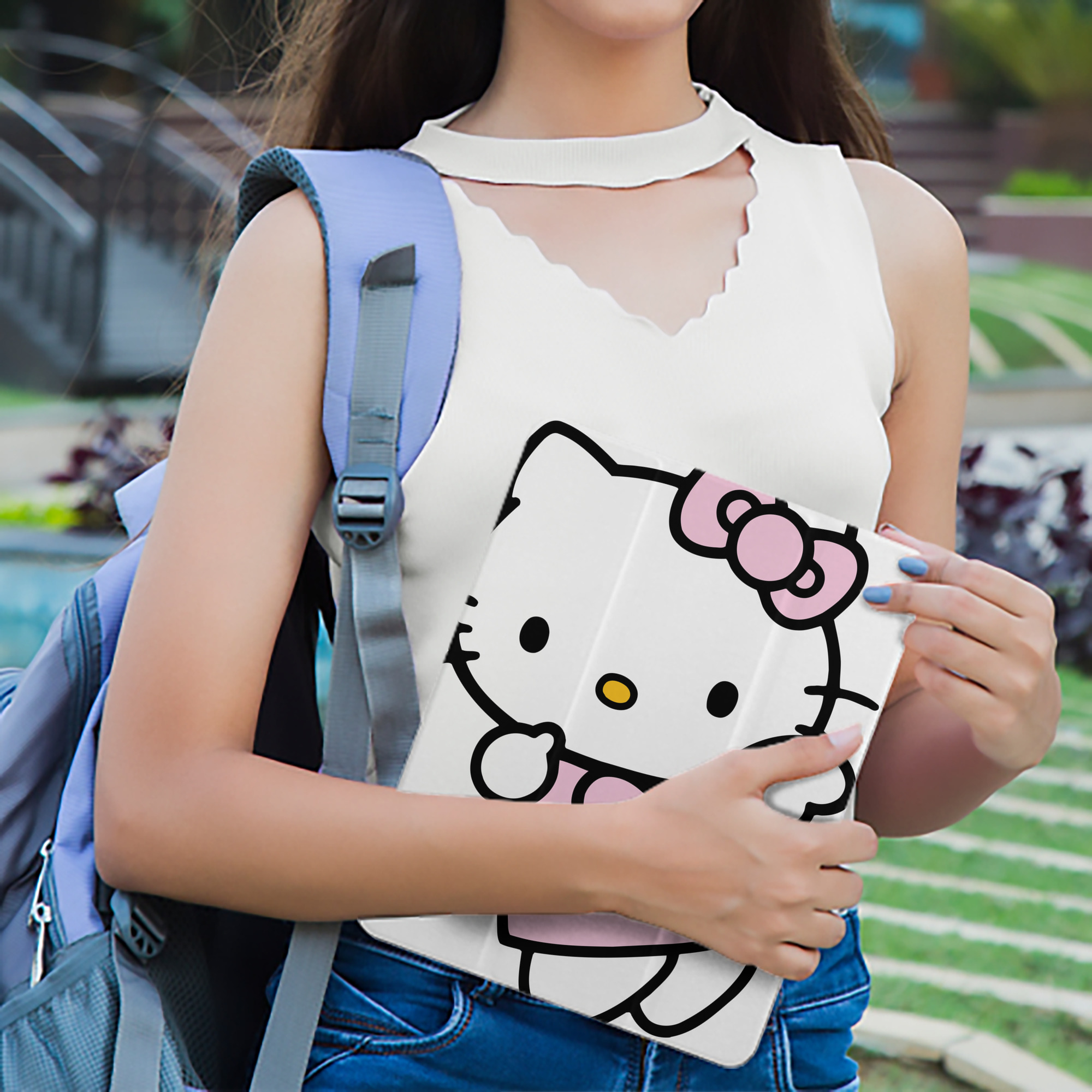 Hello Kitty ハローキティ IPad ケース ペン収納付き 三つ折りスタンド PUレザー×シリコン 対応機種9.5/10.5/10.9インチ
