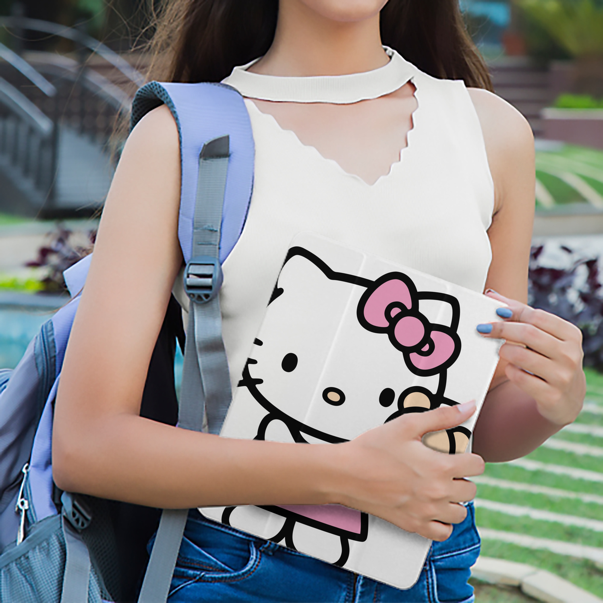 Hello Kitty ハローキティ IPad ケース ペン収納付き 三つ折りスタンド PUレザー×シリコン 対応機種9.5/10.5/10.9インチ