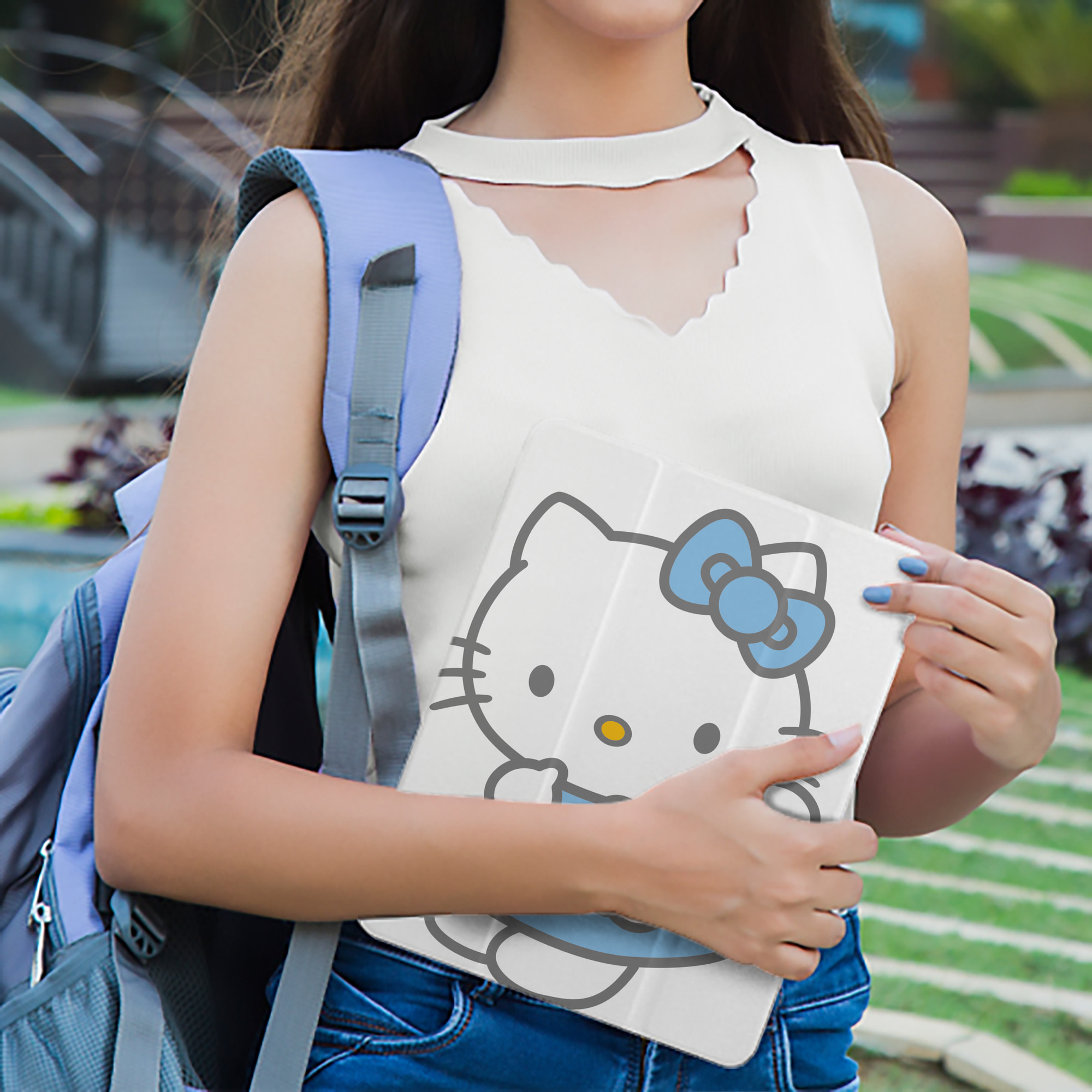 Hello Kitty ハローキティ IPad ケース ペン収納付き 三つ折りスタンド PUレザー×シリコン 対応機種9.5/10.5/10.9インチ