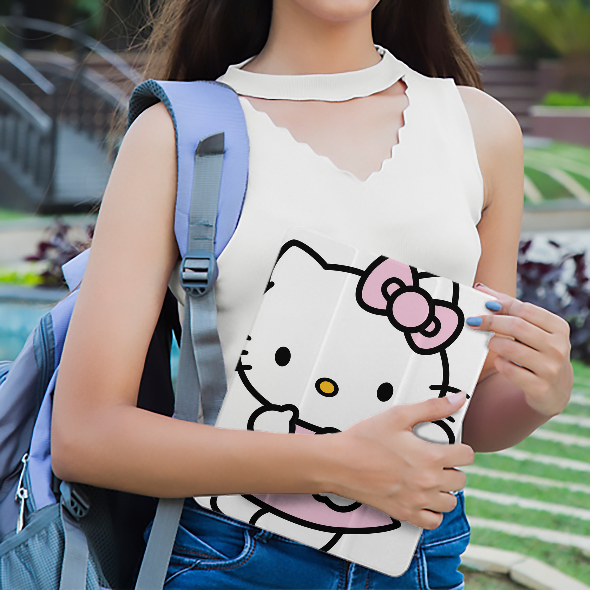 Hello Kitty ハローキティ IPad ケース ペン収納付き 三つ折りスタンド PUレザー×シリコン 対応機種9.5/10.5/10.9インチ