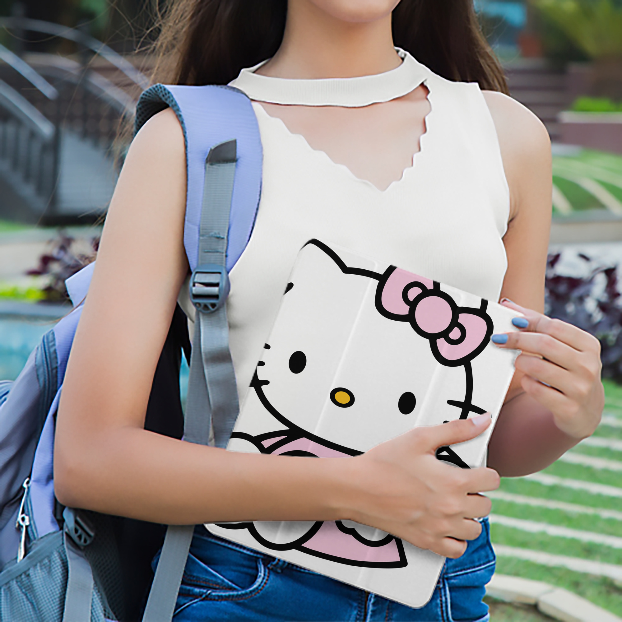 Hello Kitty ハローキティ IPad ケース ペン収納付き 三つ折りスタンド PUレザー×シリコン 対応機種9.5/10.5/10.9インチ