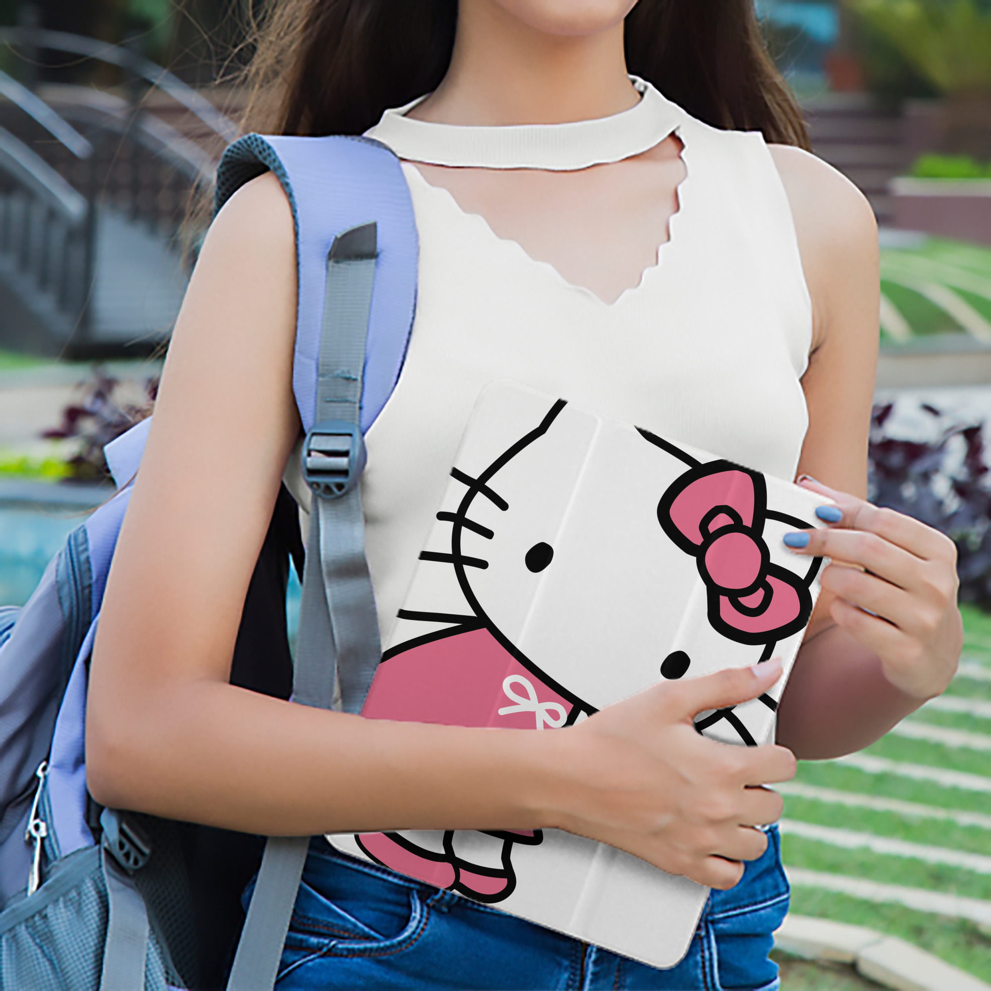 Hello Kitty ハローキティ IPad ケース ペン収納付き 三つ折りスタンド PUレザー×シリコン 対応機種9.5/10.5/10.9インチ