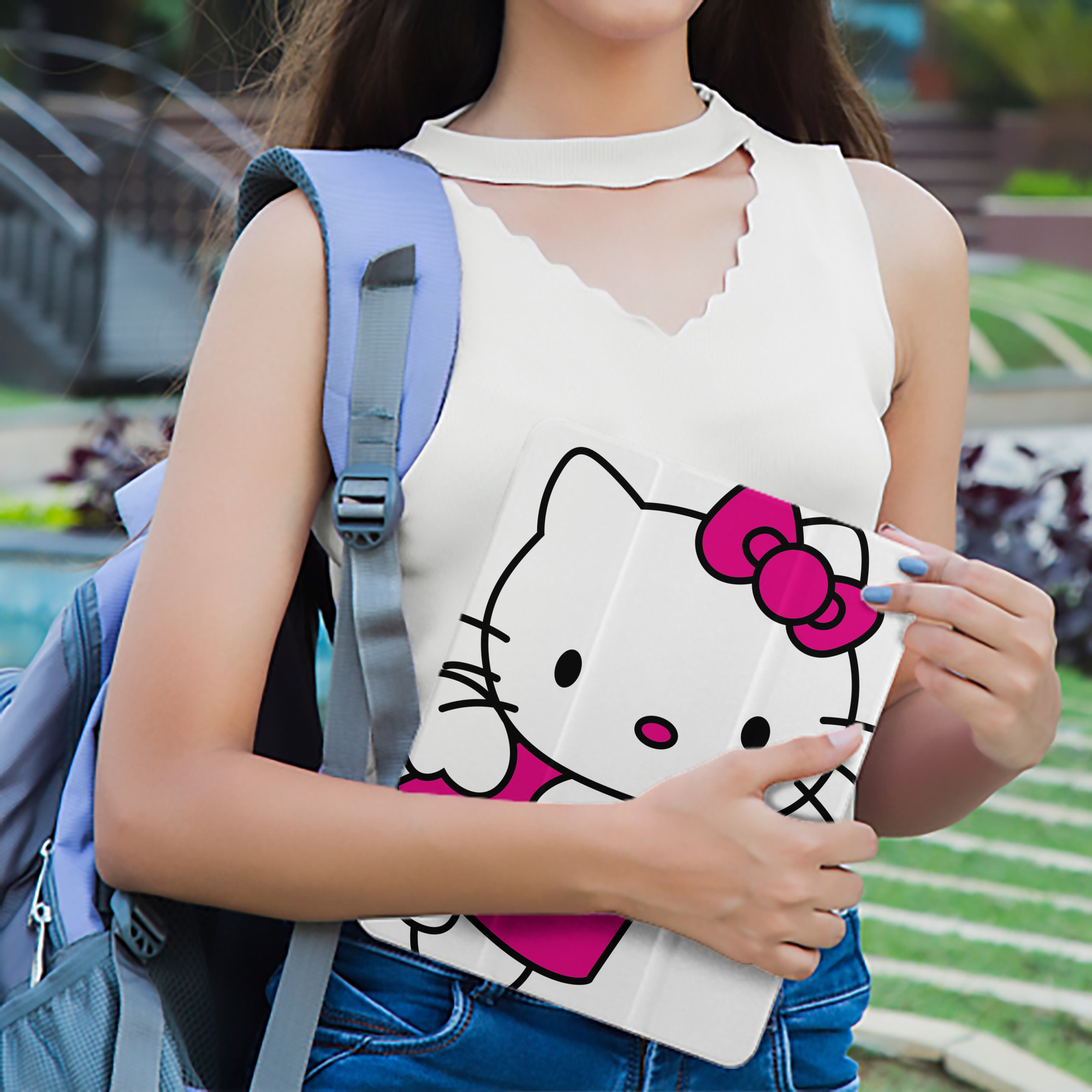 Hello Kitty ハローキティ IPad ケース ペン収納付き 三つ折りスタンド PUレザー×シリコン 対応機種9.5/10.5/10.9インチ
