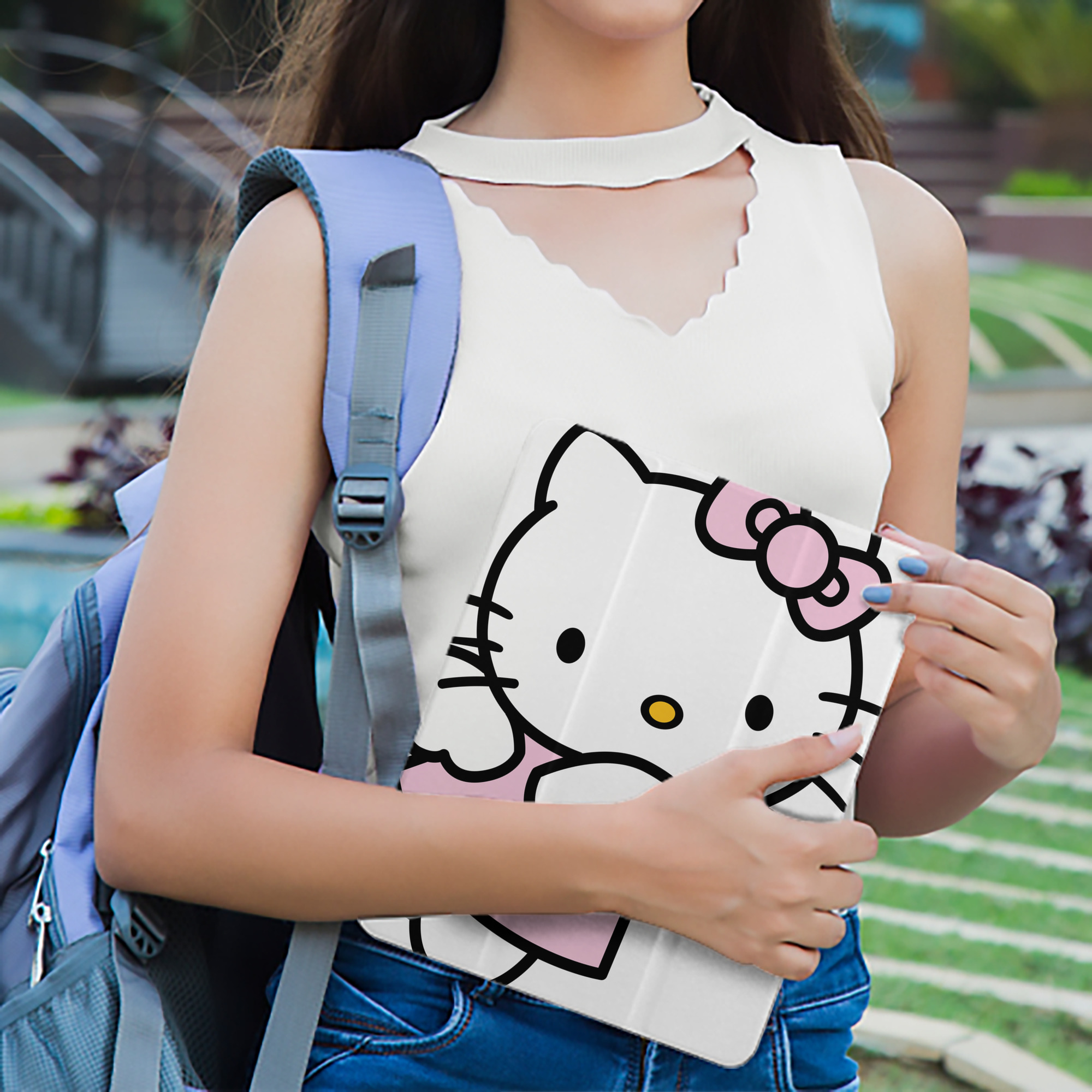 Hello Kitty ハローキティ IPad ケース ペン収納付き 三つ折りスタンド PUレザー×シリコン 対応機種9.5/10.5/10.9インチ