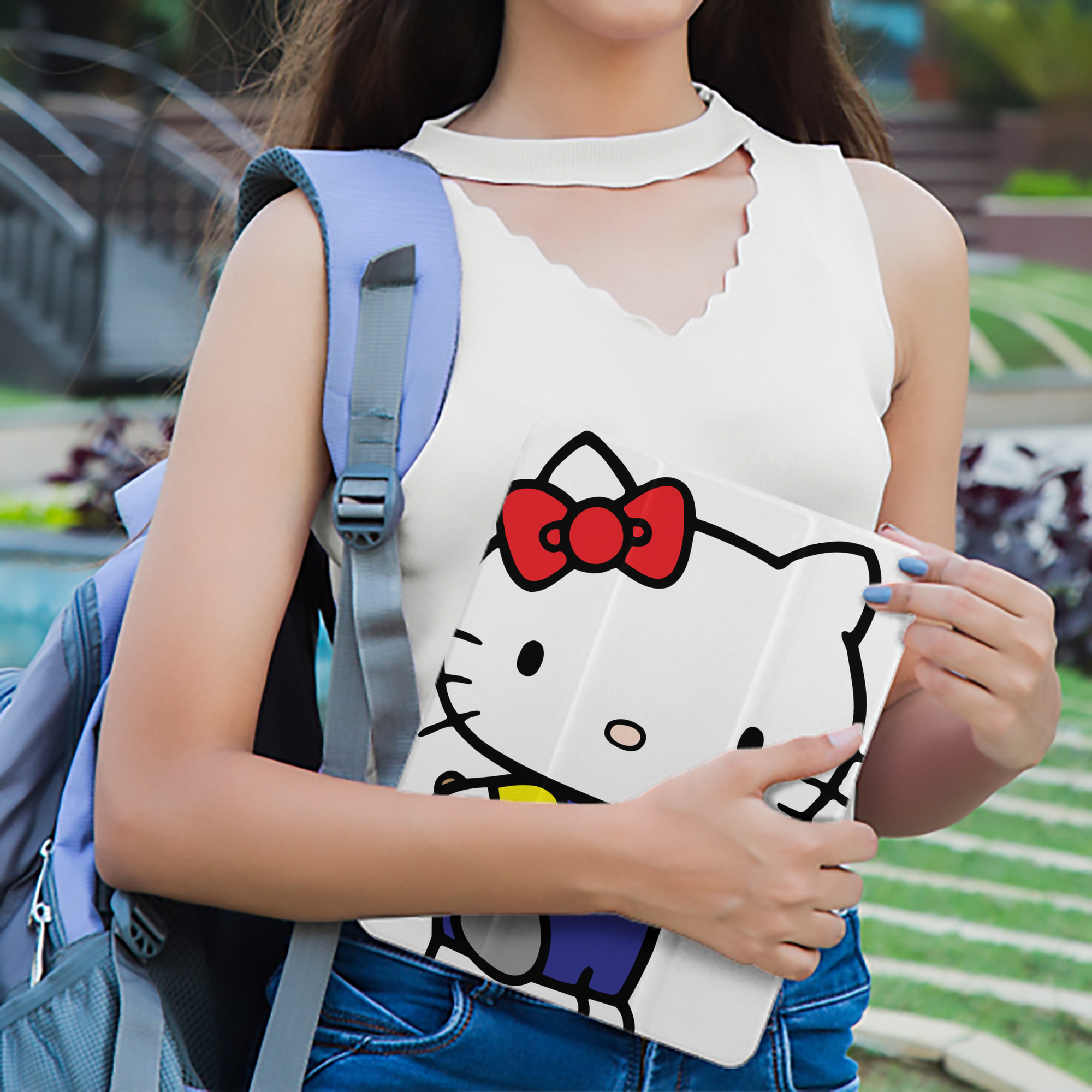Hello Kitty ハローキティ IPad ケース ペン収納付き 三つ折りスタンド PUレザー×シリコン 対応機種9.5/10.5/10.9インチ