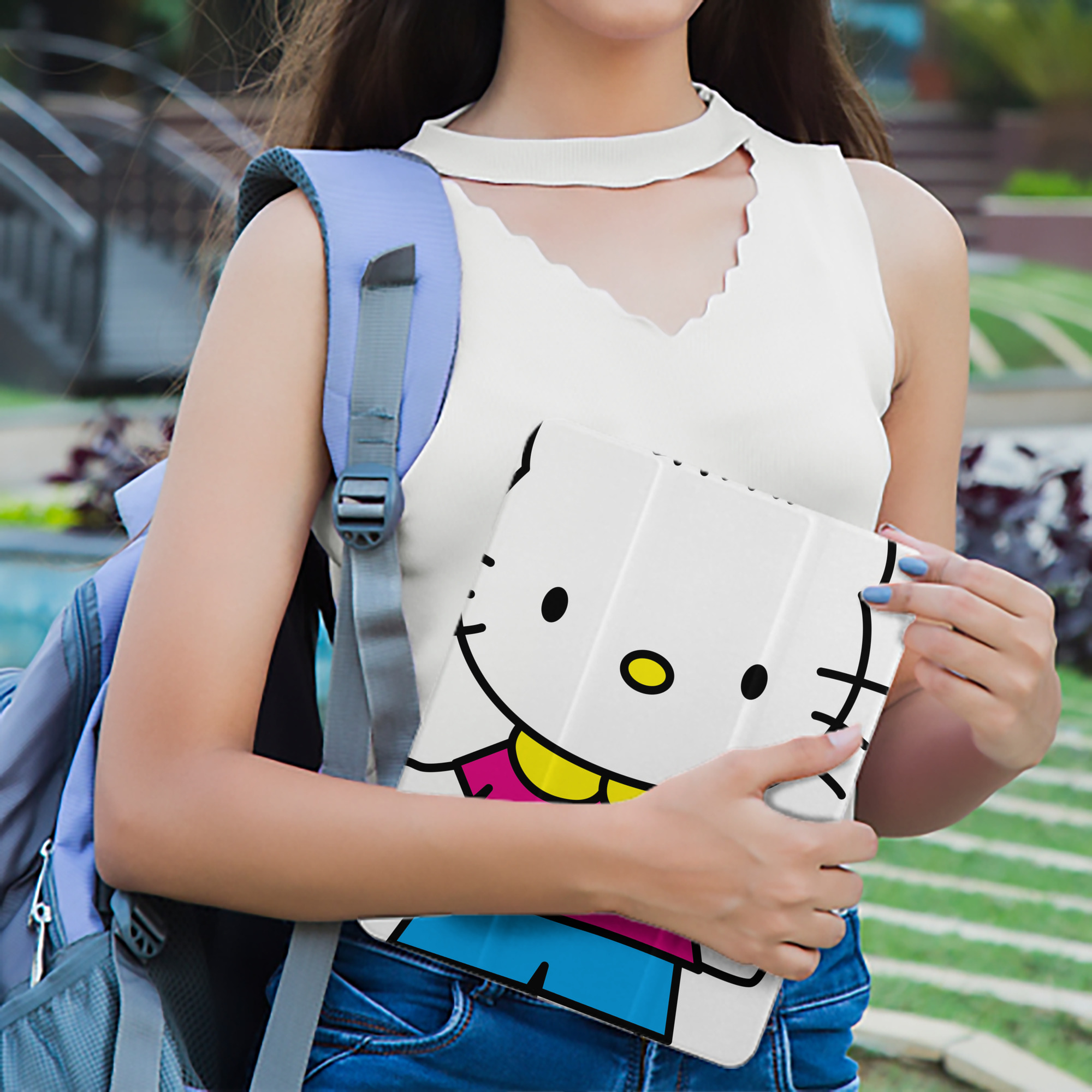 Hello Kitty ハローキティ IPad ケース ペン収納付き 三つ折りスタンド PUレザー×シリコン 対応機種9.5/10.5/10.9インチ