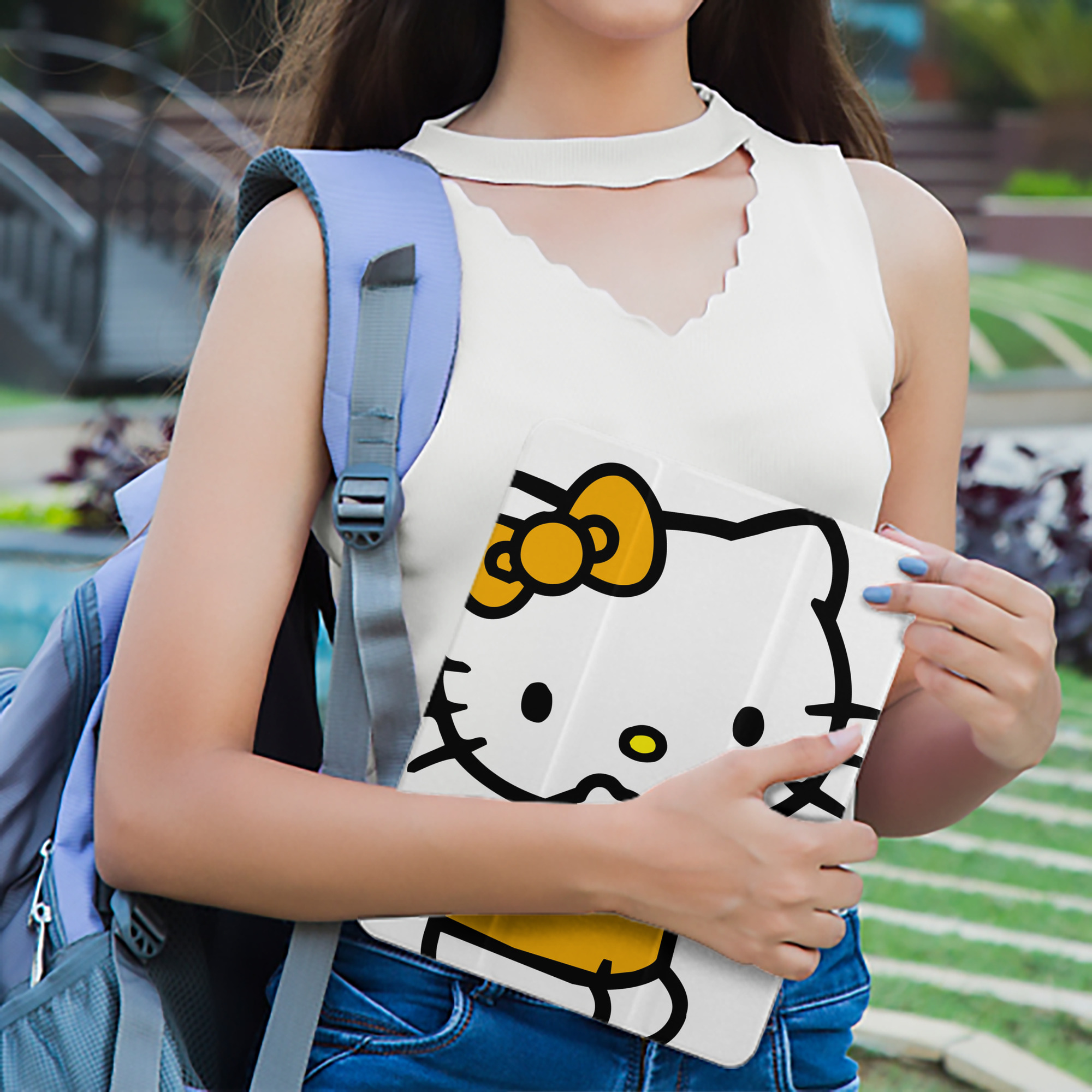 Hello Kitty ハローキティ IPad ケース ペン収納付き 三つ折りスタンド PUレザー×シリコン 対応機種9.5/10.5/10.9インチ