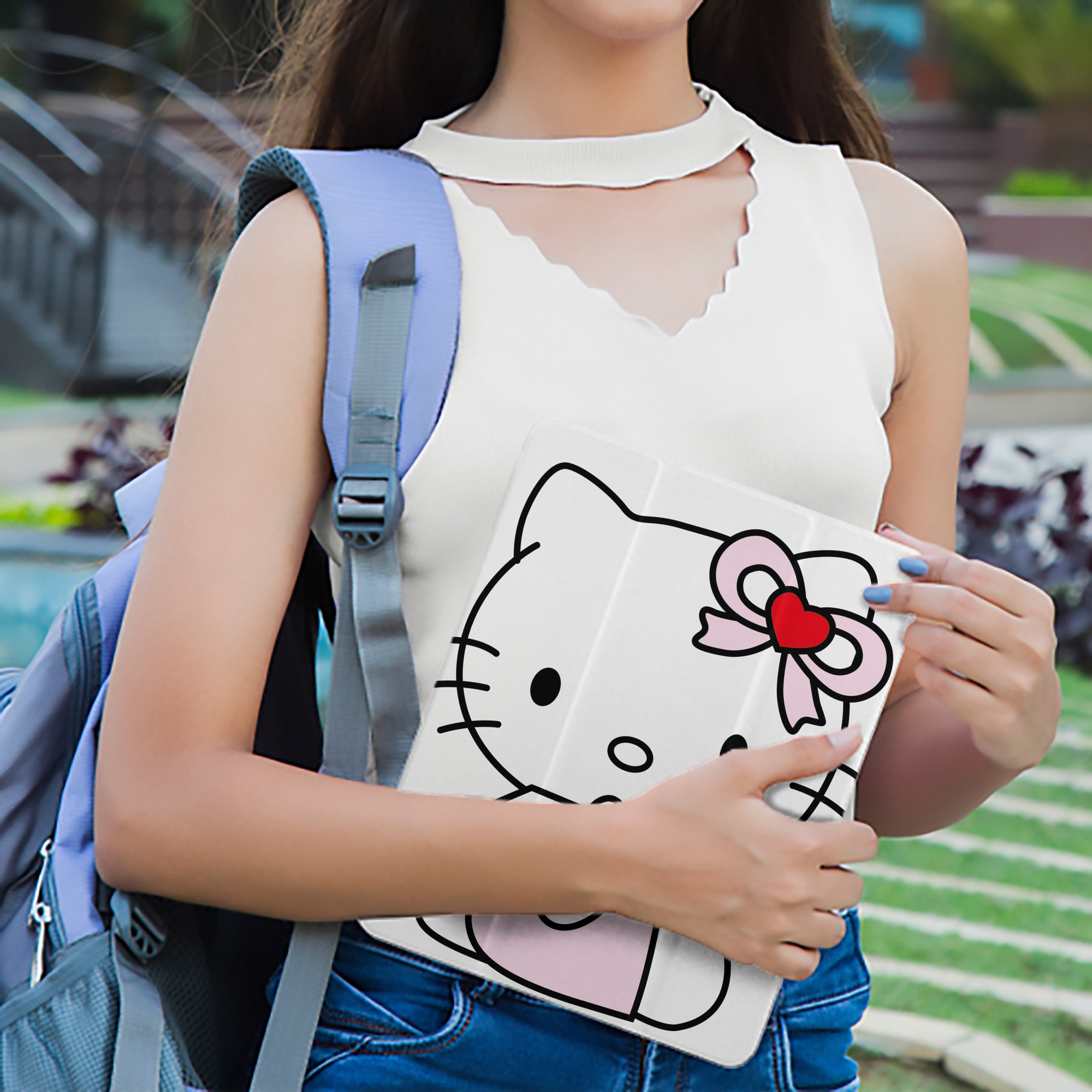 Hello Kitty ハローキティ IPad ケース ペン収納付き 三つ折りスタンド PUレザー×シリコン 対応機種9.5/10.5/10.9インチ