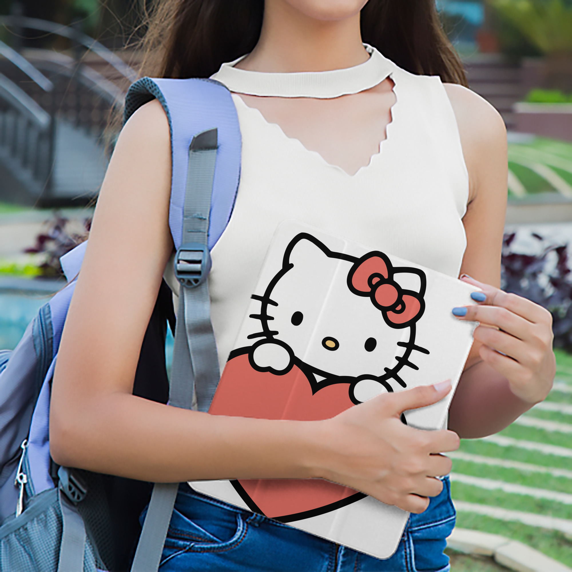 Hello Kitty ハローキティ IPad ケース ペン収納付き 三つ折りスタンド PUレザー×シリコン 対応機種9.5/10.5/10.9インチ