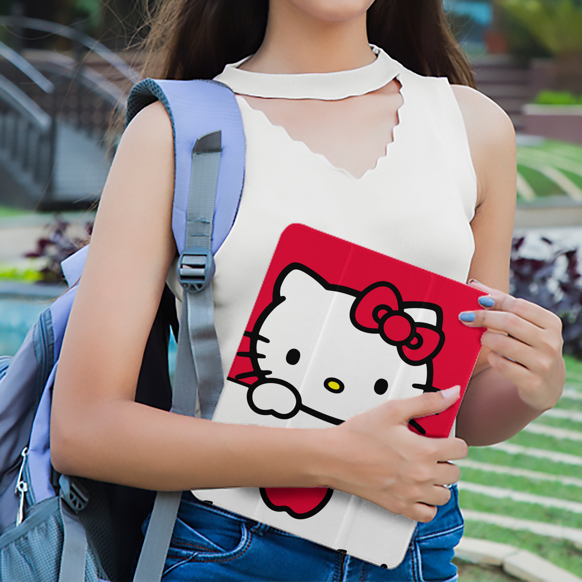 Hello Kitty ハローキティ IPad ケース ペン収納付き 三つ折りスタンド PUレザー×シリコン 対応機種9.5/10.5/10.9インチ