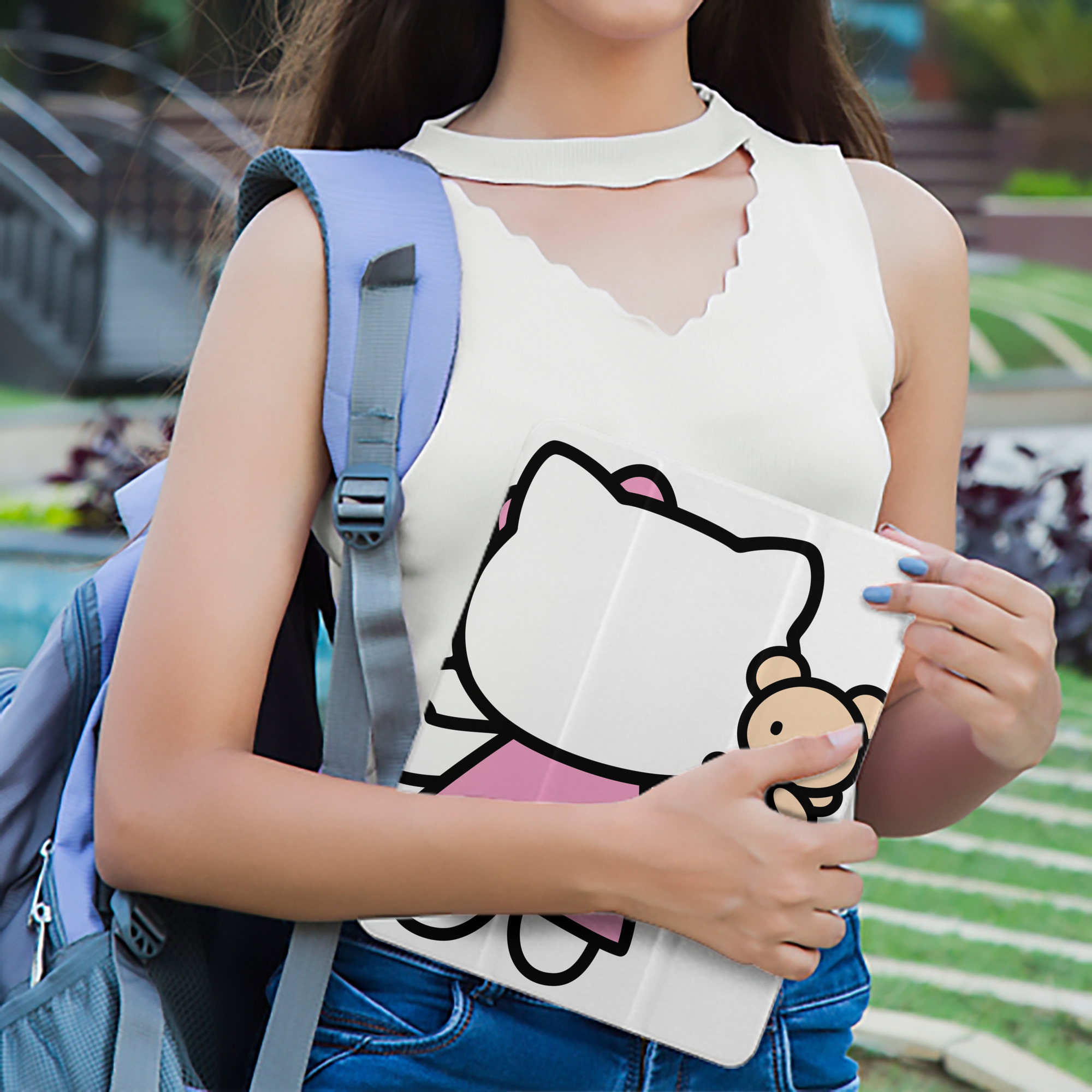 Hello Kitty ハローキティ IPad ケース ペン収納付き 三つ折りスタンド PUレザー×シリコン 対応機種9.5/10.5/10.9インチ