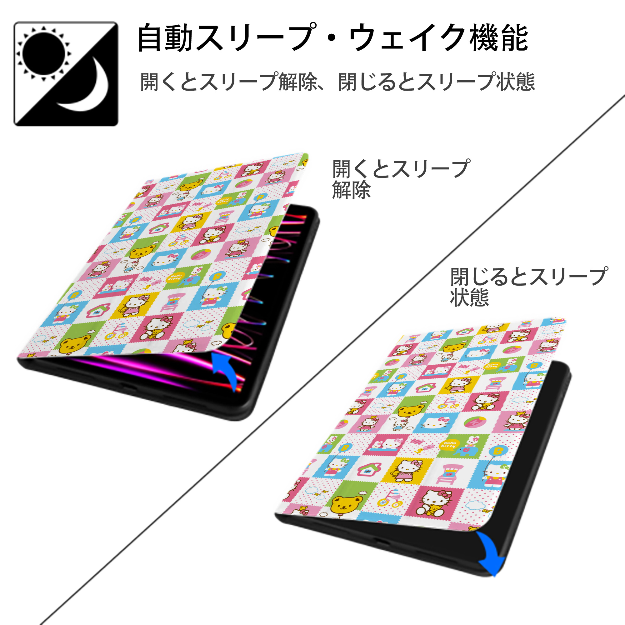 Hello Kitty ハローキティ IPad ケース ブック型 PUレザー TPU 耐衝撃 軽量 薄型 ペン収納なし 全面保護 IPad 各モデル対応