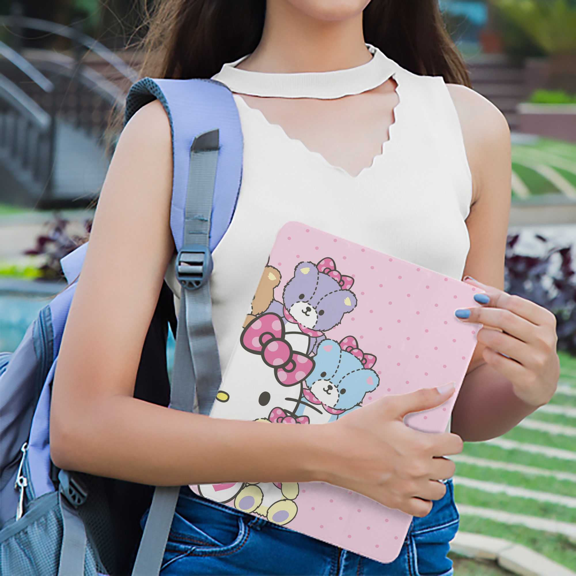 Hello Kitty ハローキティ IPad ケース ブック型 PUレザー TPU 耐衝撃 軽量 薄型 ペン収納なし 全面保護 IPad 各モデル対応