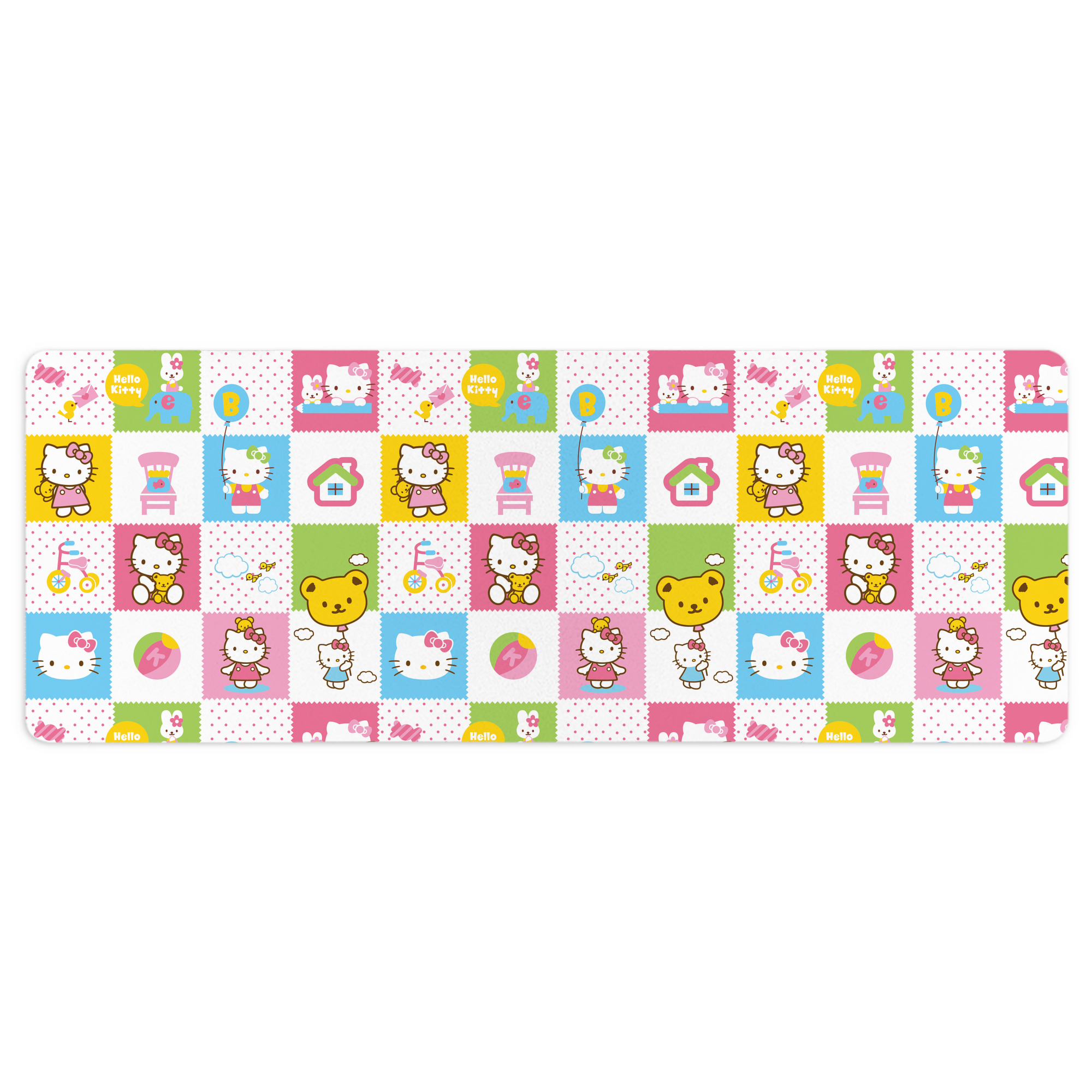 （画像用） Hello Kitty ハローキティ ステッチ加工 大判デスクマット／滑り止めマウスパッド