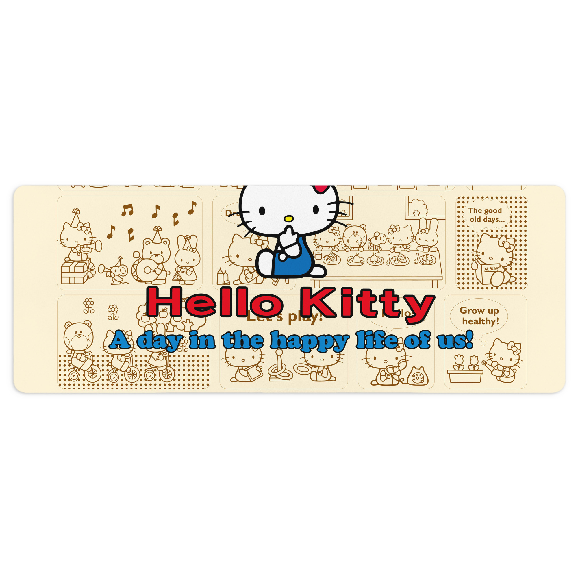 （画像用） Hello Kitty ハローキティ ステッチ加工 大判デスクマット／滑り止めマウスパッド