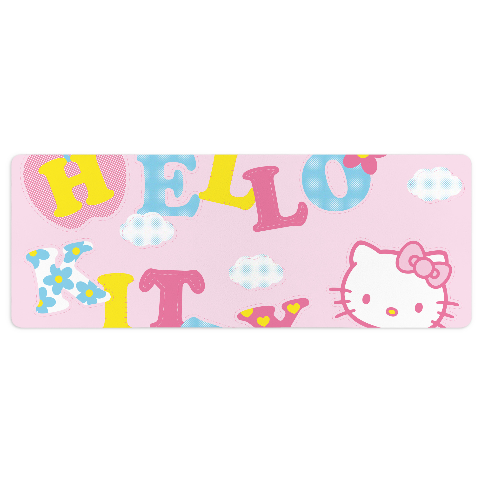 （画像用） Hello Kitty ハローキティ ステッチ加工 大判デスクマット／滑り止めマウスパッド
