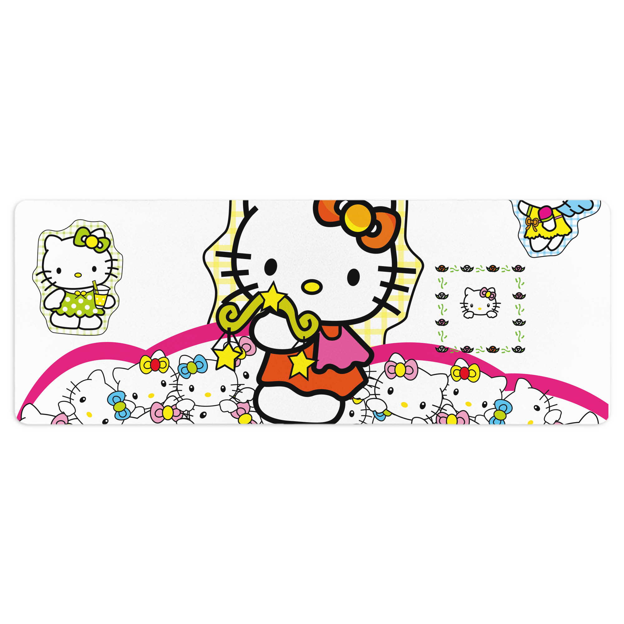 （画像用） Hello Kitty ハローキティ ステッチ加工 大判デスクマット／滑り止めマウスパッド