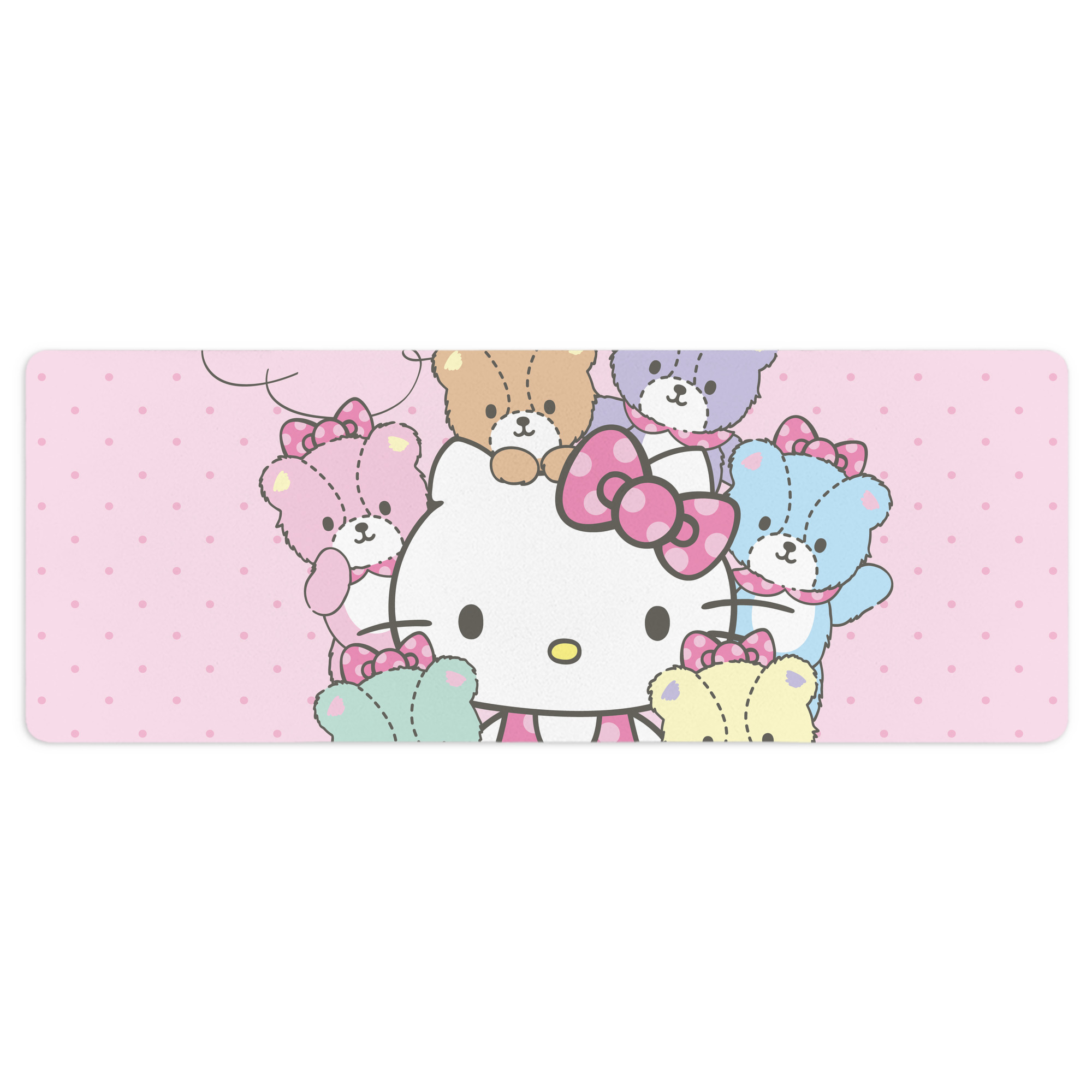 （画像用） Hello Kitty ハローキティ ステッチ加工 大判デスクマット／滑り止めマウスパッド