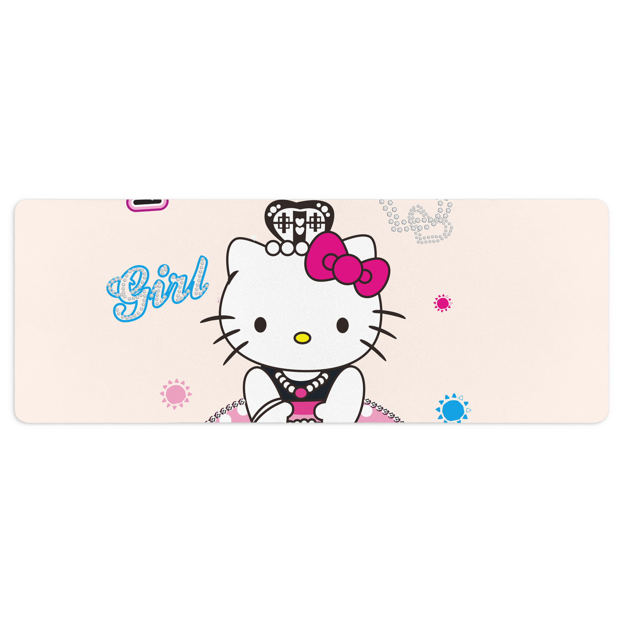 （画像用） Hello Kitty ハローキティ ステッチ加工 大判デスクマット／滑り止めマウスパッド