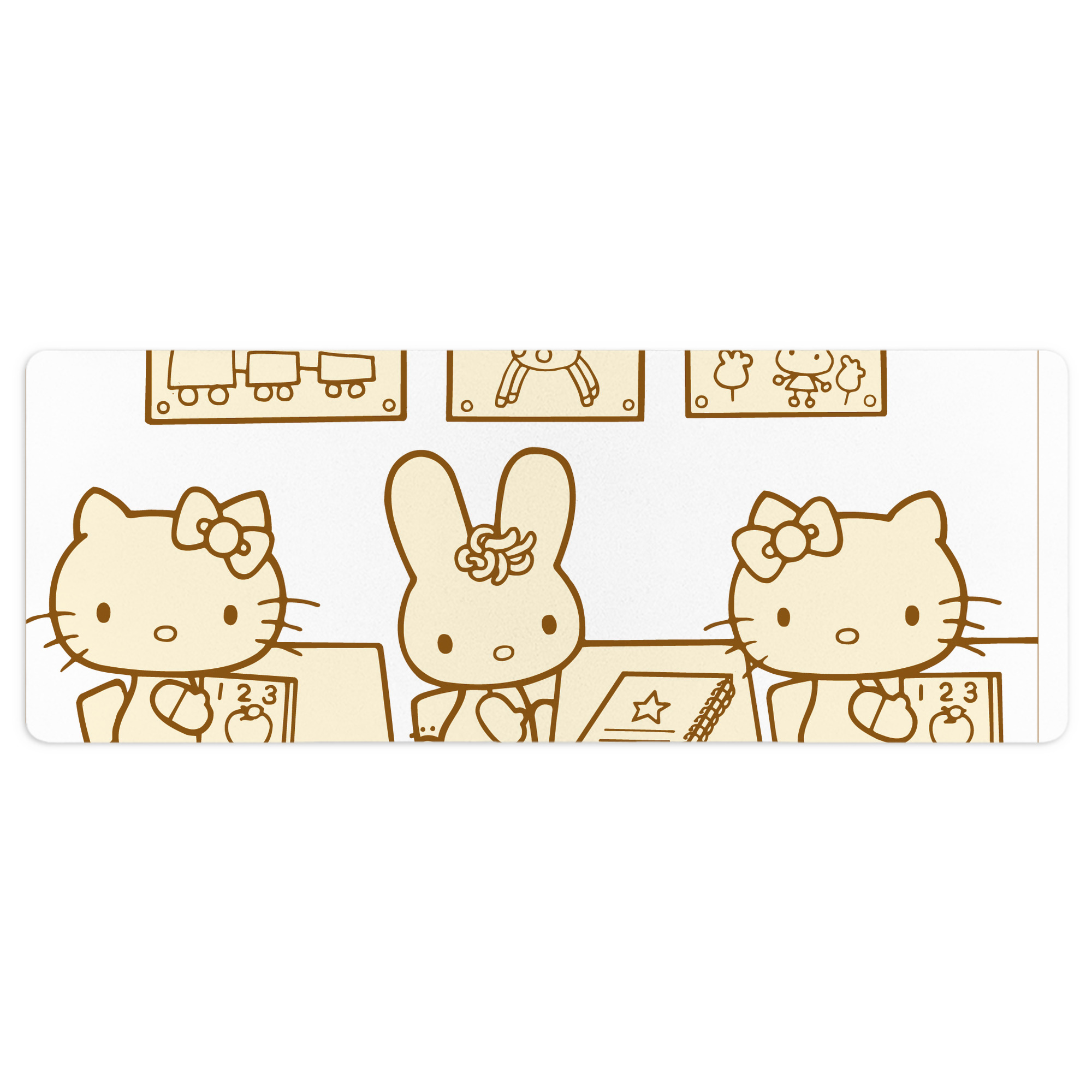 （画像用） Hello Kitty ハローキティ ステッチ加工 大判デスクマット／滑り止めマウスパッド