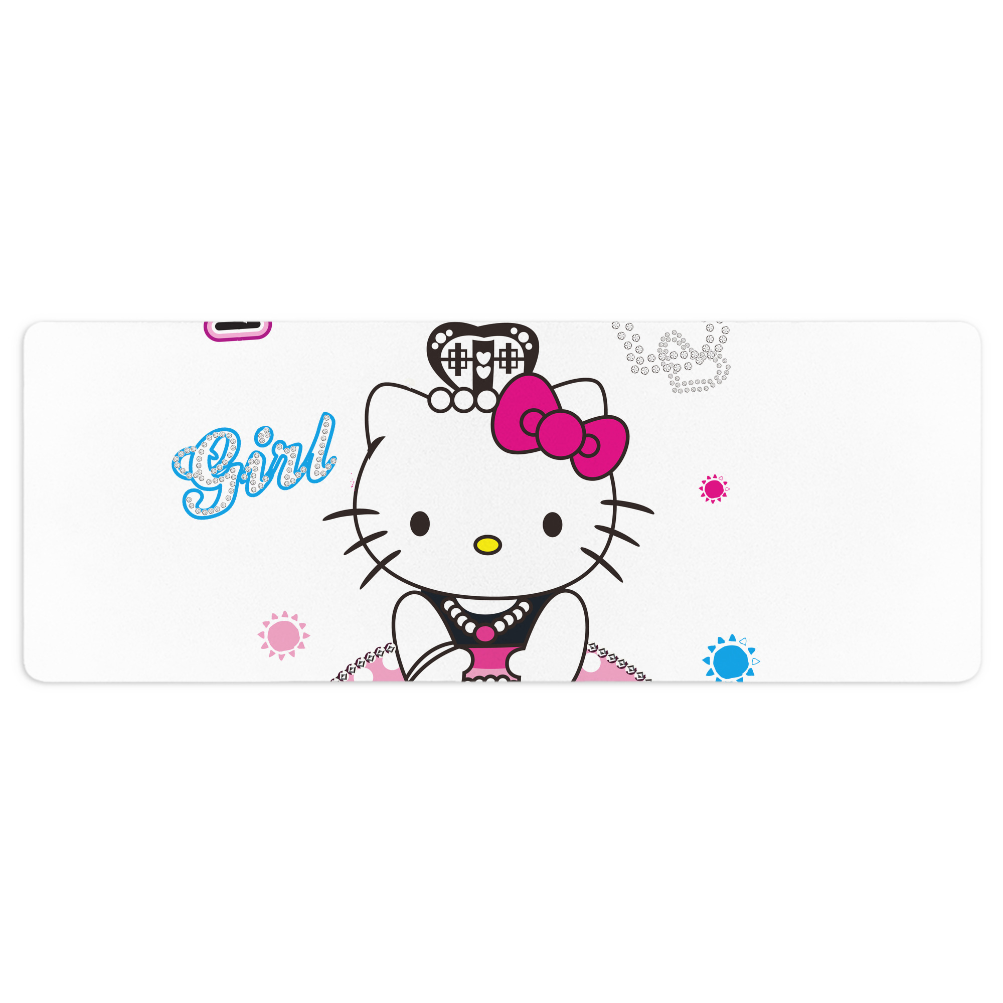 （画像用） Hello Kitty ハローキティ ステッチ加工 大判デスクマット／滑り止めマウスパッド