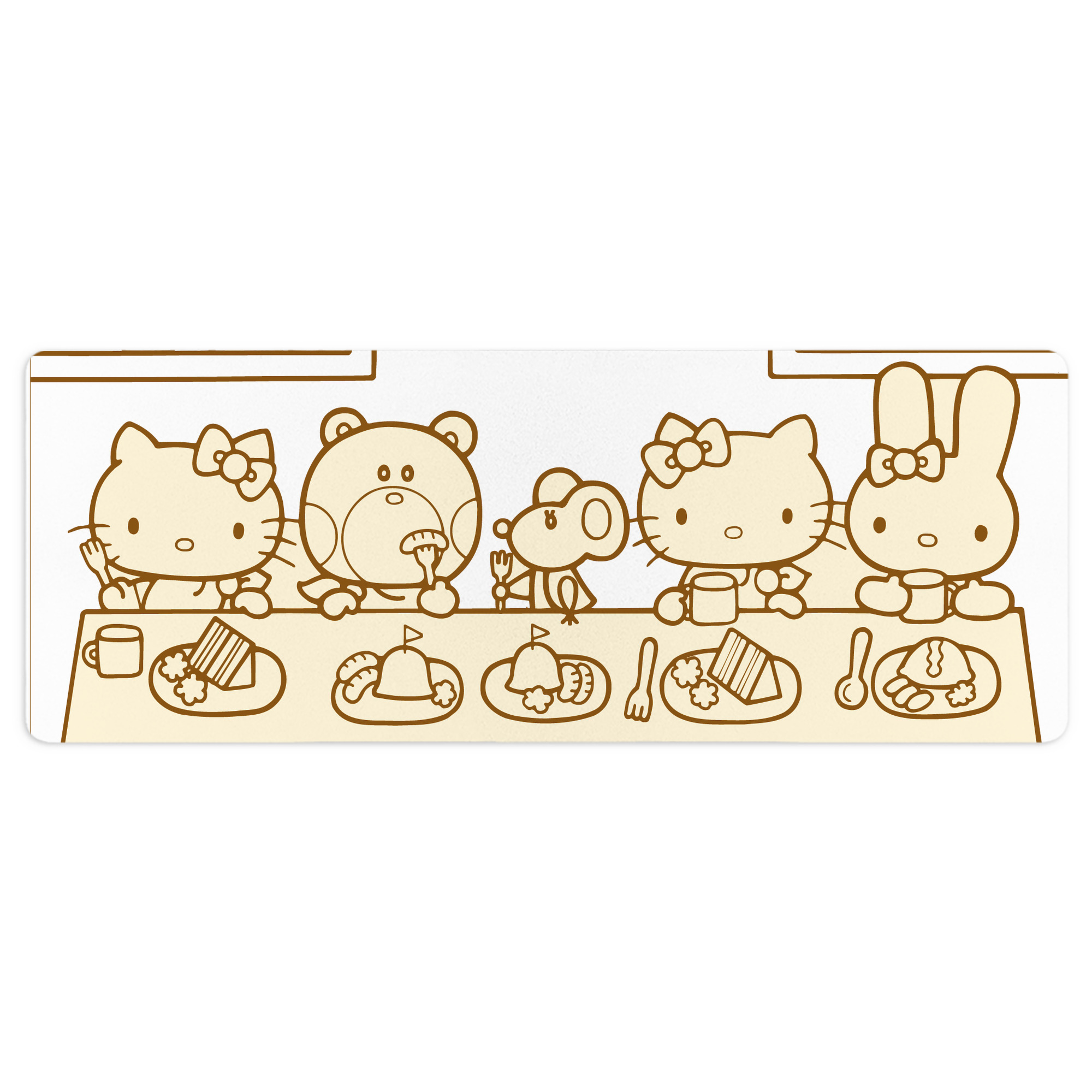 （画像用） Hello Kitty ハローキティ ステッチ加工 大判デスクマット／滑り止めマウスパッド