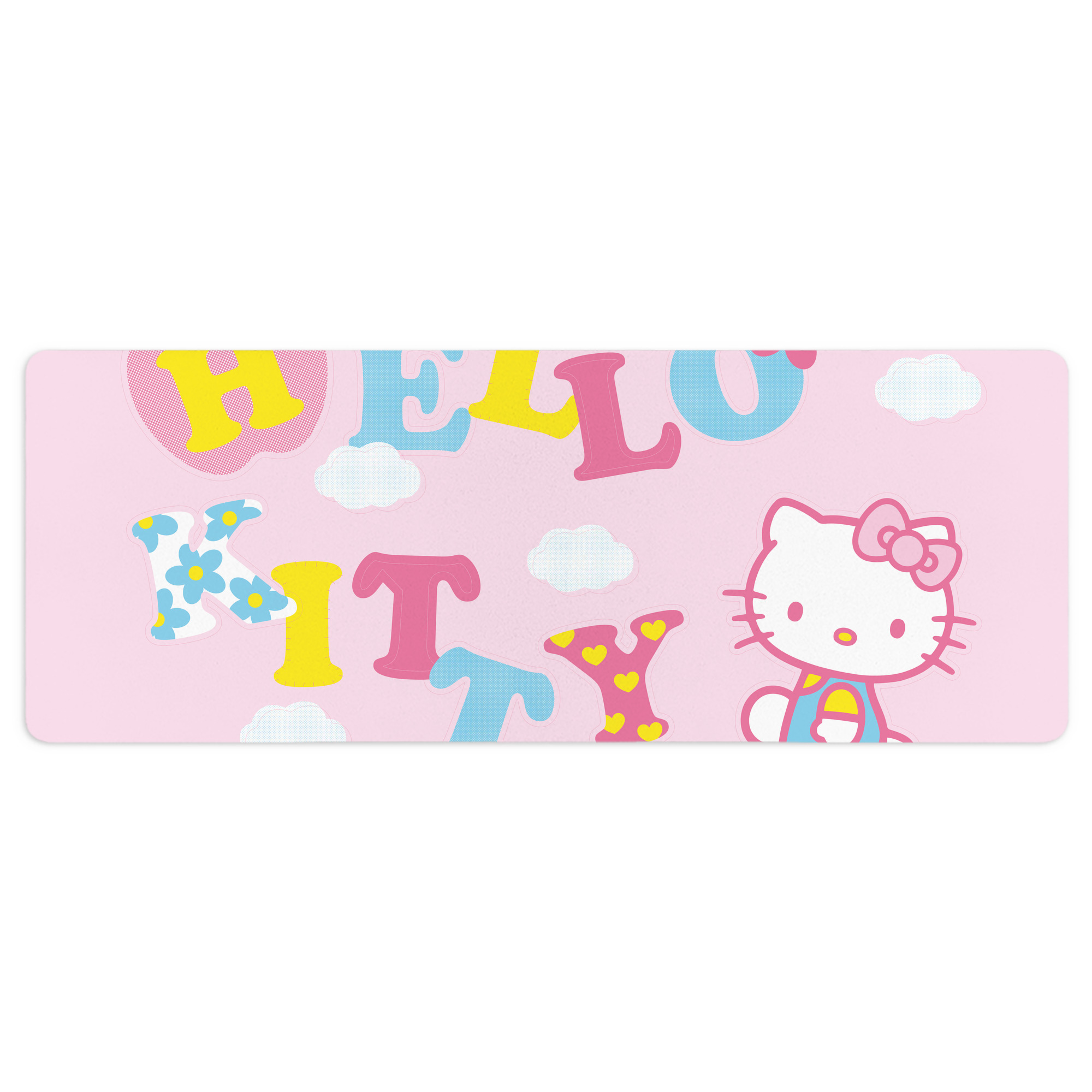 （画像用） Hello Kitty ハローキティ ステッチ加工 大判デスクマット／滑り止めマウスパッド