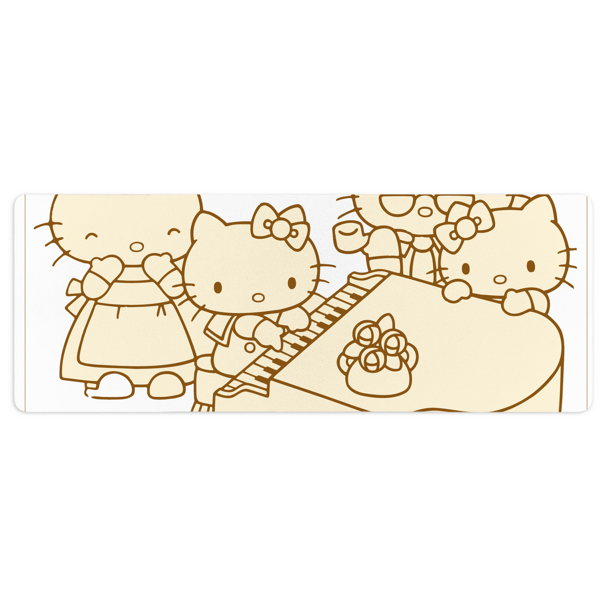 （画像用） Hello Kitty ハローキティ ステッチ加工 大判デスクマット／滑り止めマウスパッド
