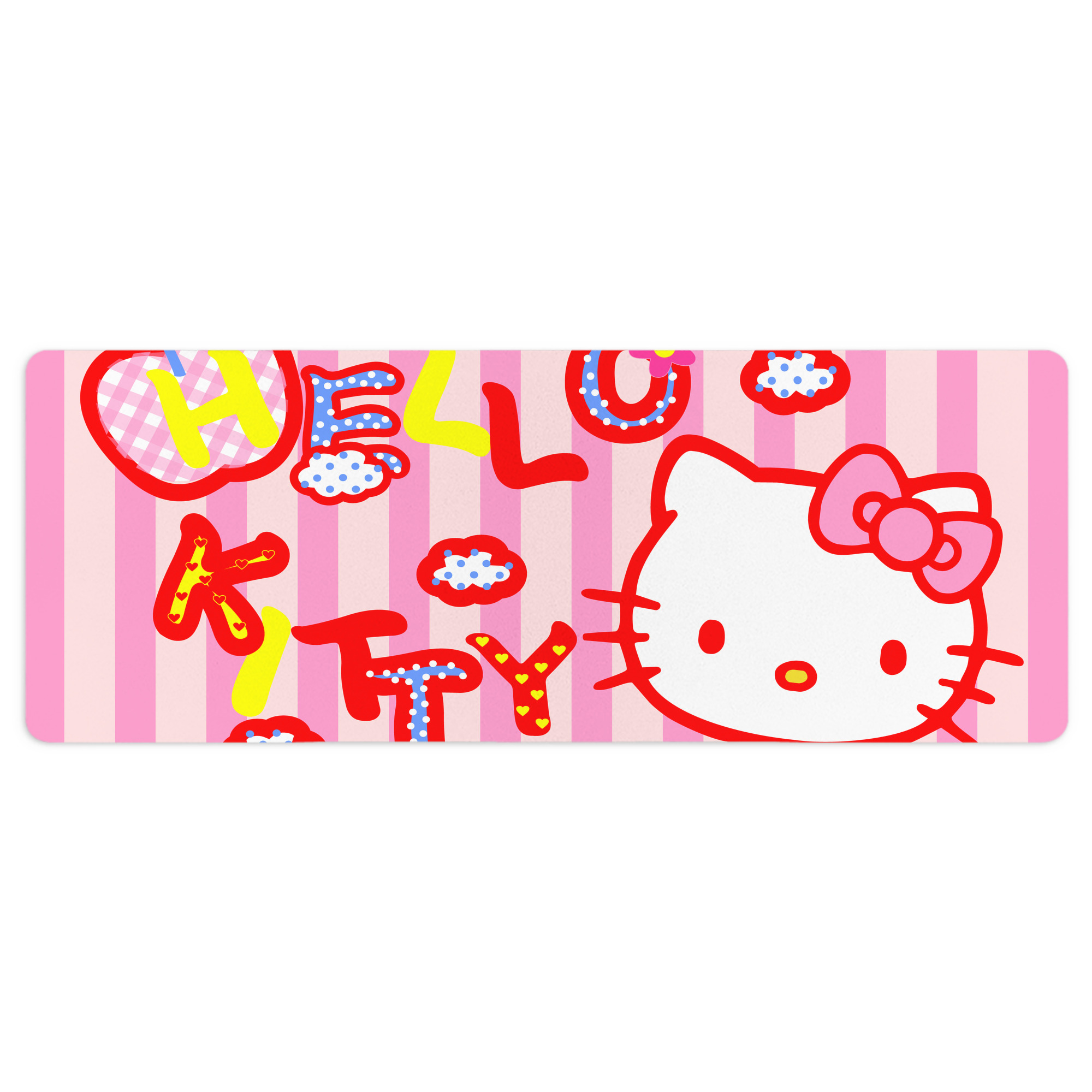 （画像用） Hello Kitty ハローキティ ステッチ加工 大判デスクマット／滑り止めマウスパッド