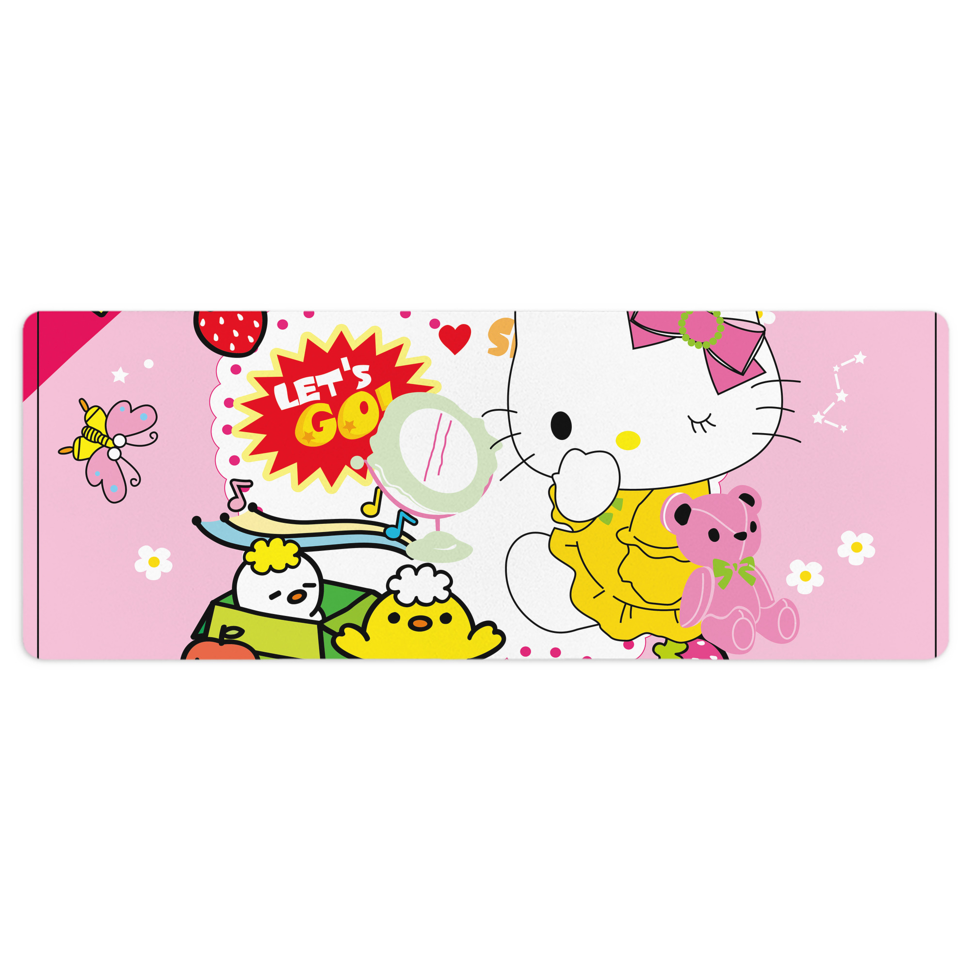 （画像用） Hello Kitty ハローキティ ステッチ加工 大判デスクマット／滑り止めマウスパッド