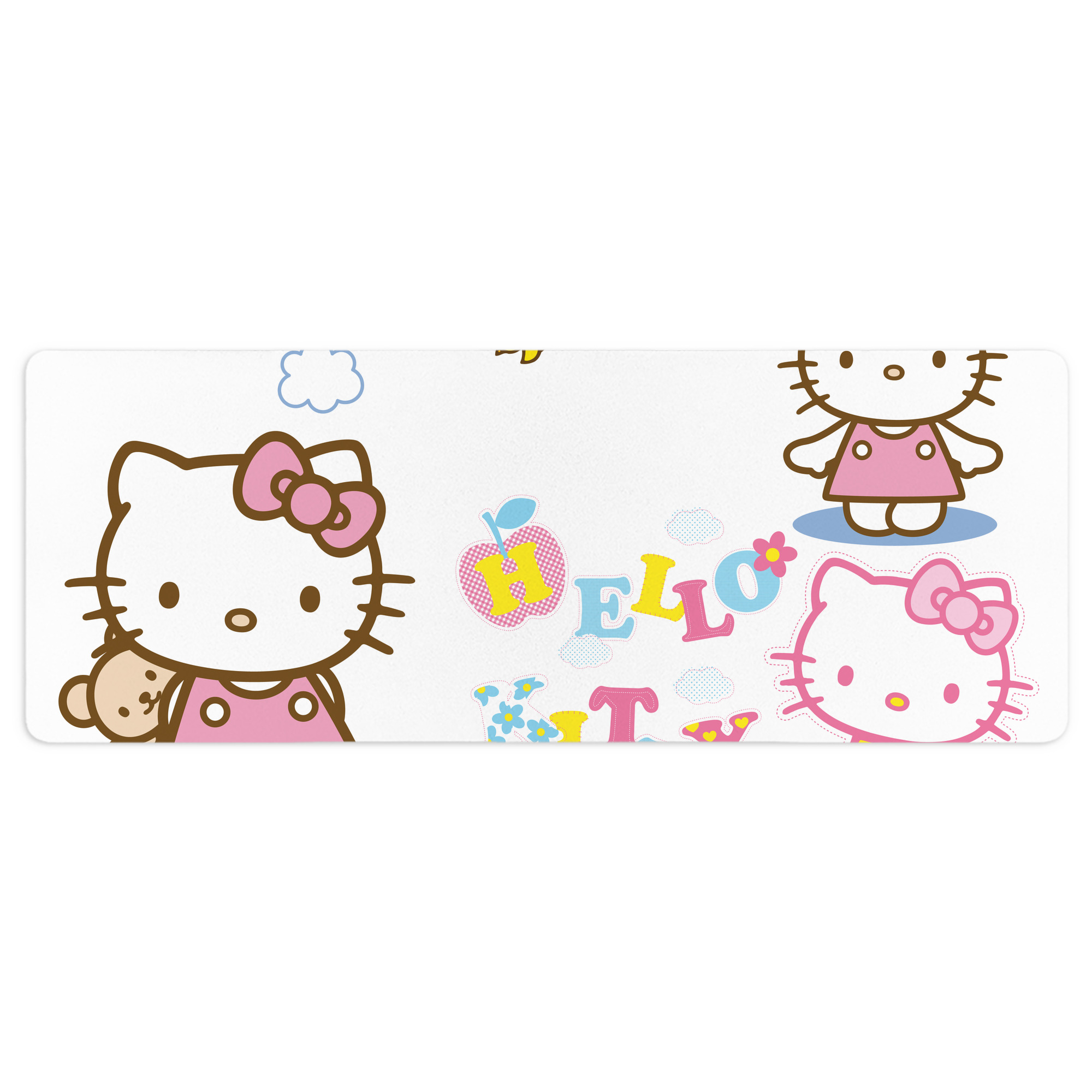 （画像用） Hello Kitty ハローキティ ステッチ加工 大判デスクマット／滑り止めマウスパッド