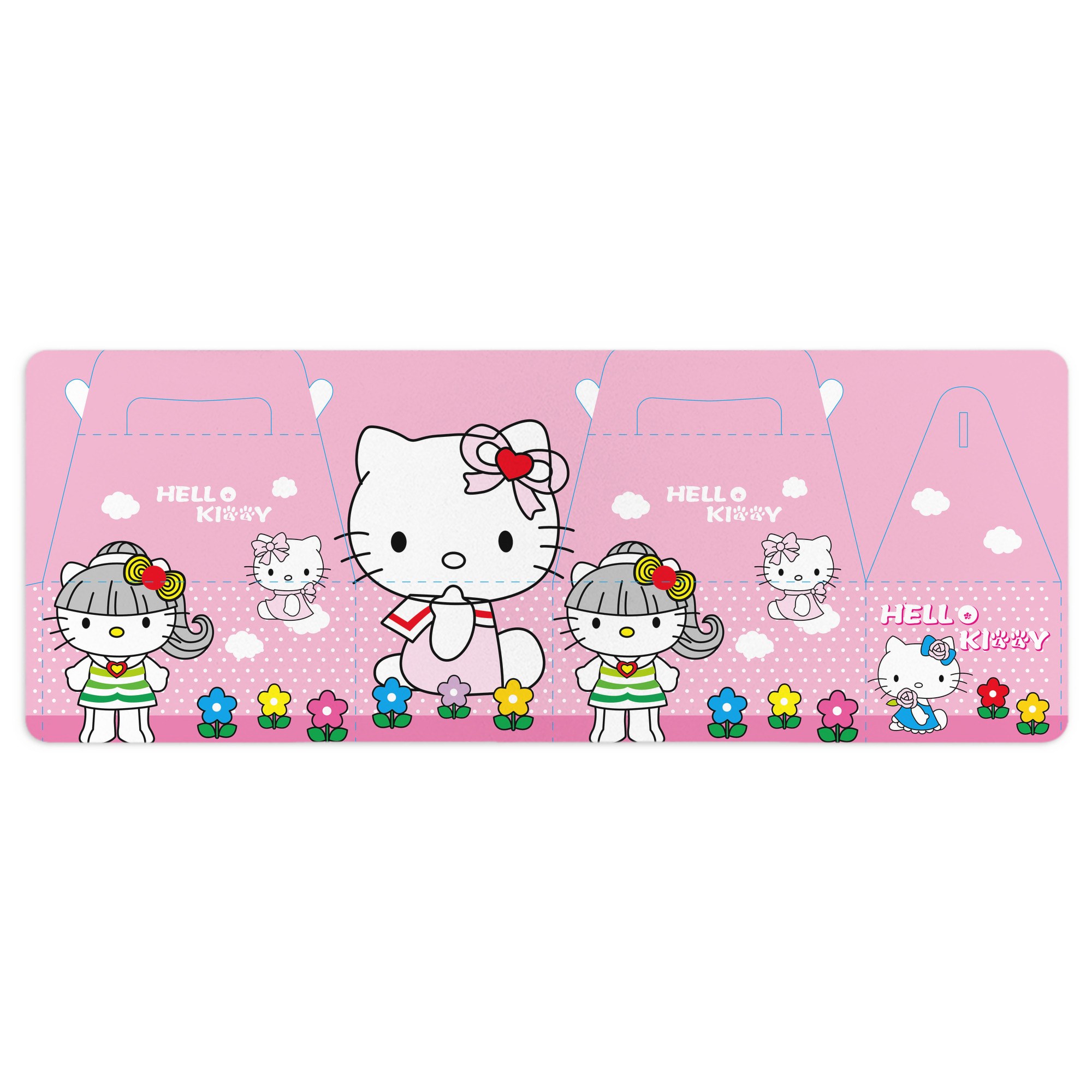 （画像用） Hello Kitty ハローキティ ステッチ加工 大判デスクマット／滑り止めマウスパッド