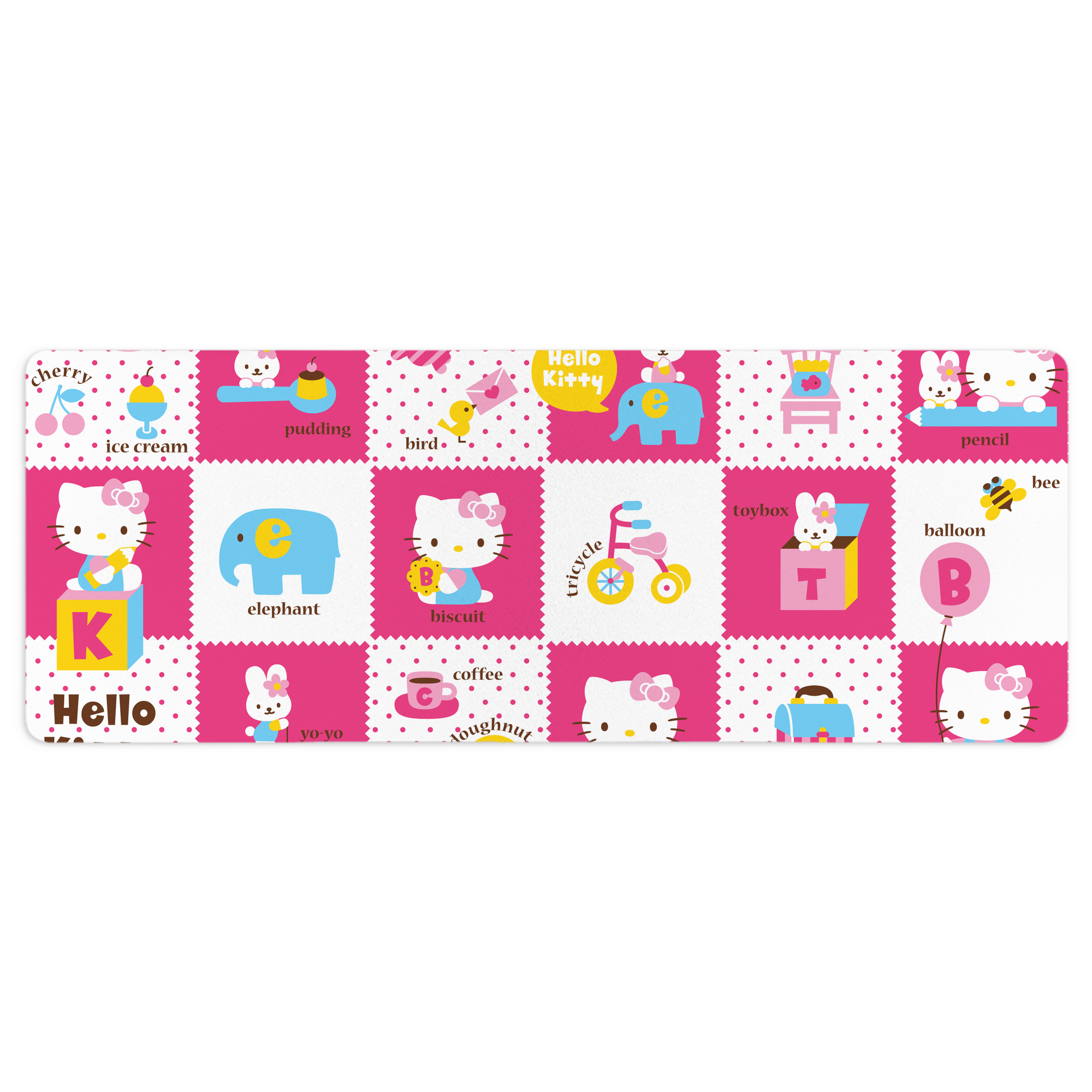 （画像用） Hello Kitty ハローキティ ステッチ加工 大判デスクマット／滑り止めマウスパッド